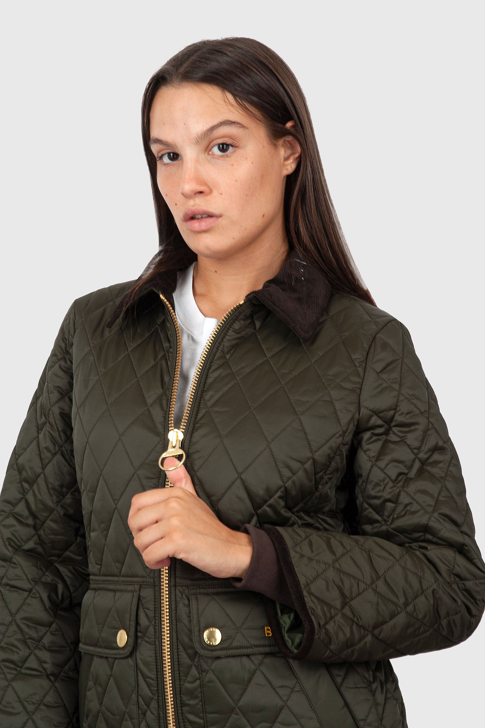 Barbour Giubbotto Fitted Beadnell Quilt Verde Scuro Donna - 5