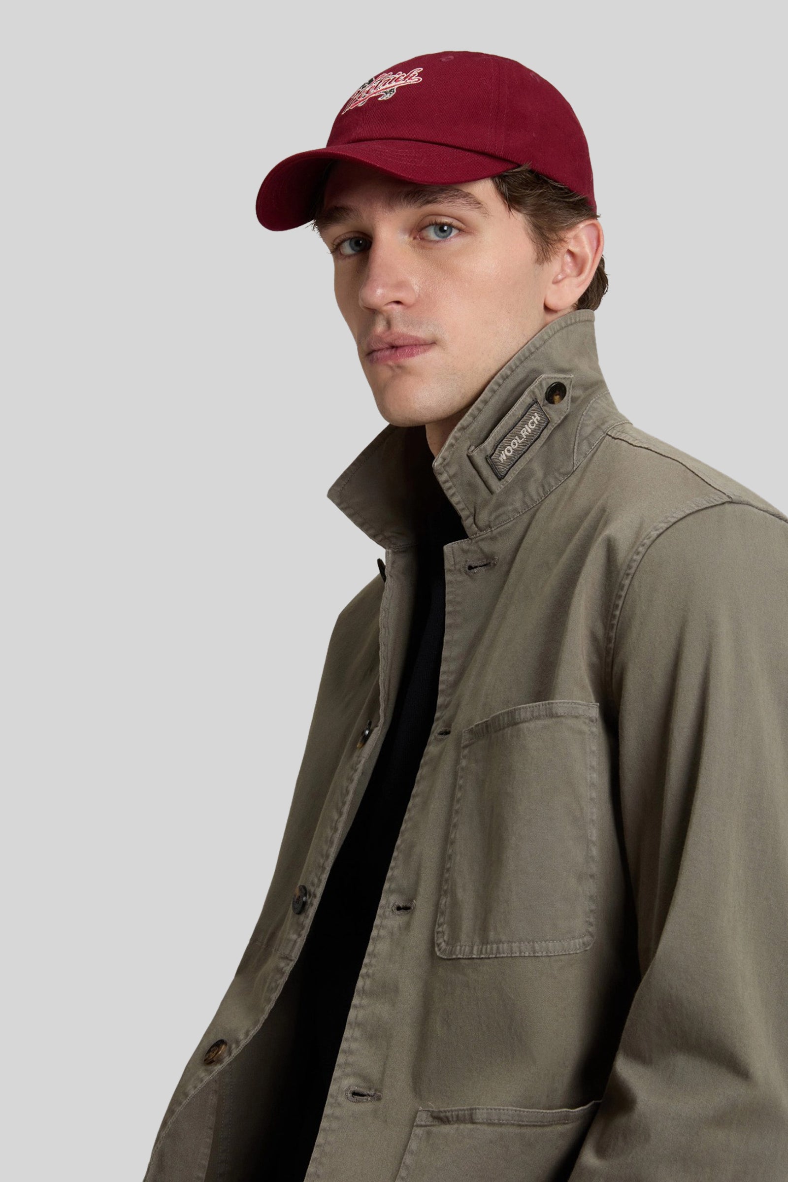 Woolrich Overshirt Chore Tinta In Capo In Twill Di Cotone Verde Militare Uomo - 1