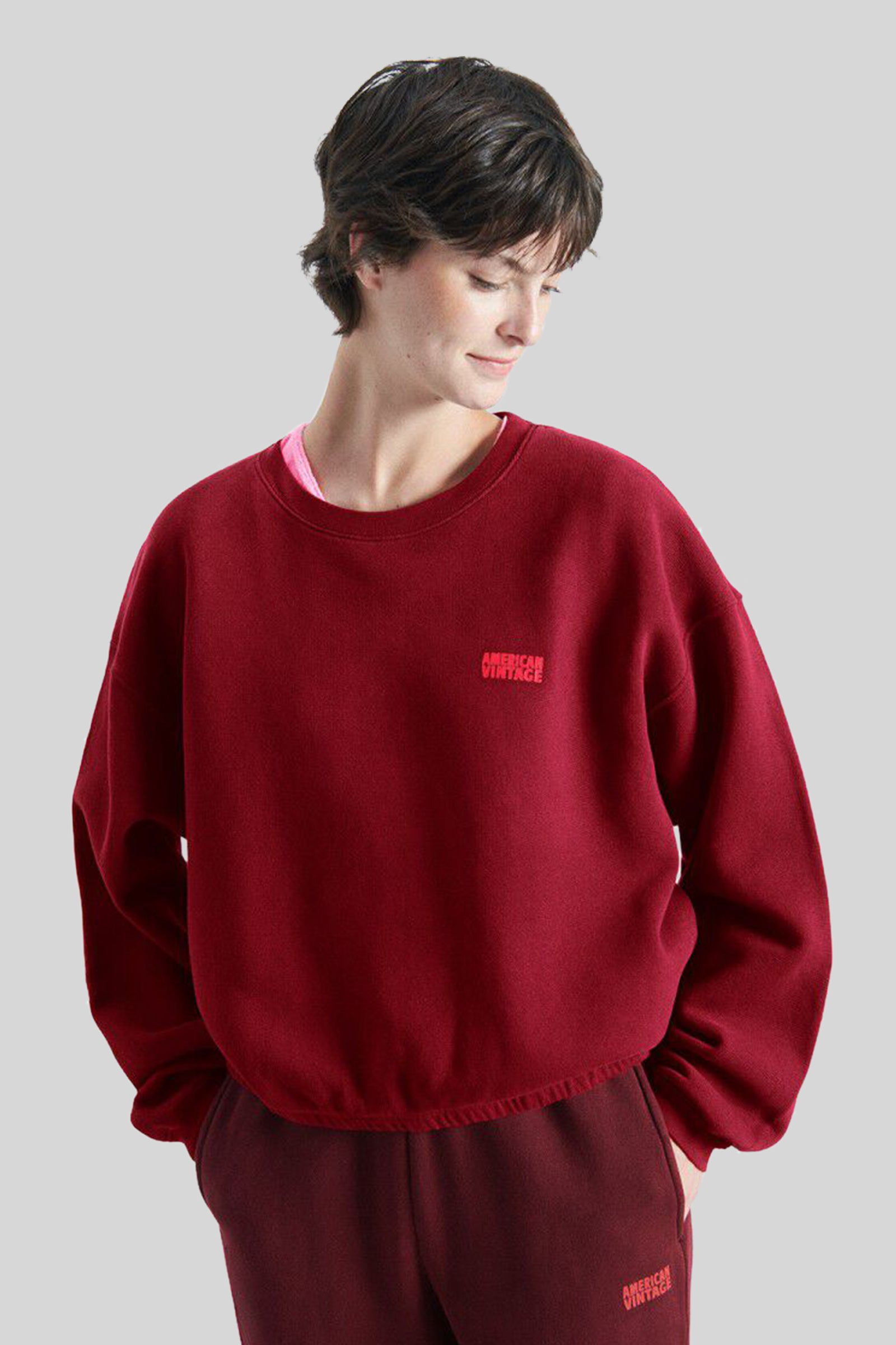 American Vintage Felpa Izubird Bordeaux Donna - 1