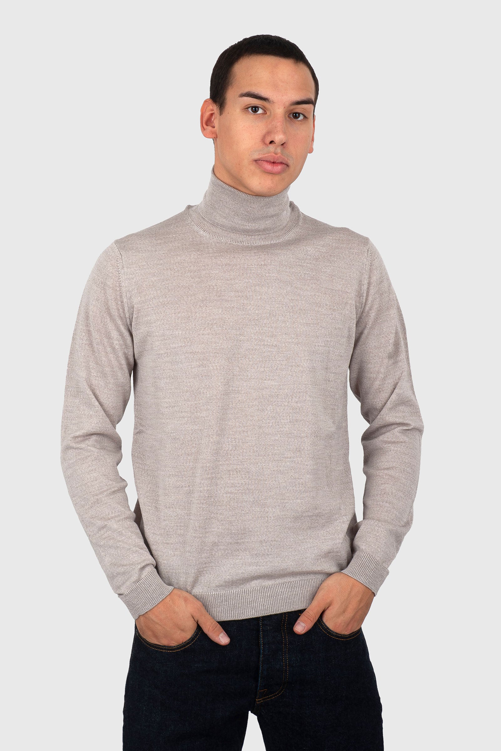 Roberto Collina Maglia Dolcevita In Merino Grigio Uomo - 1