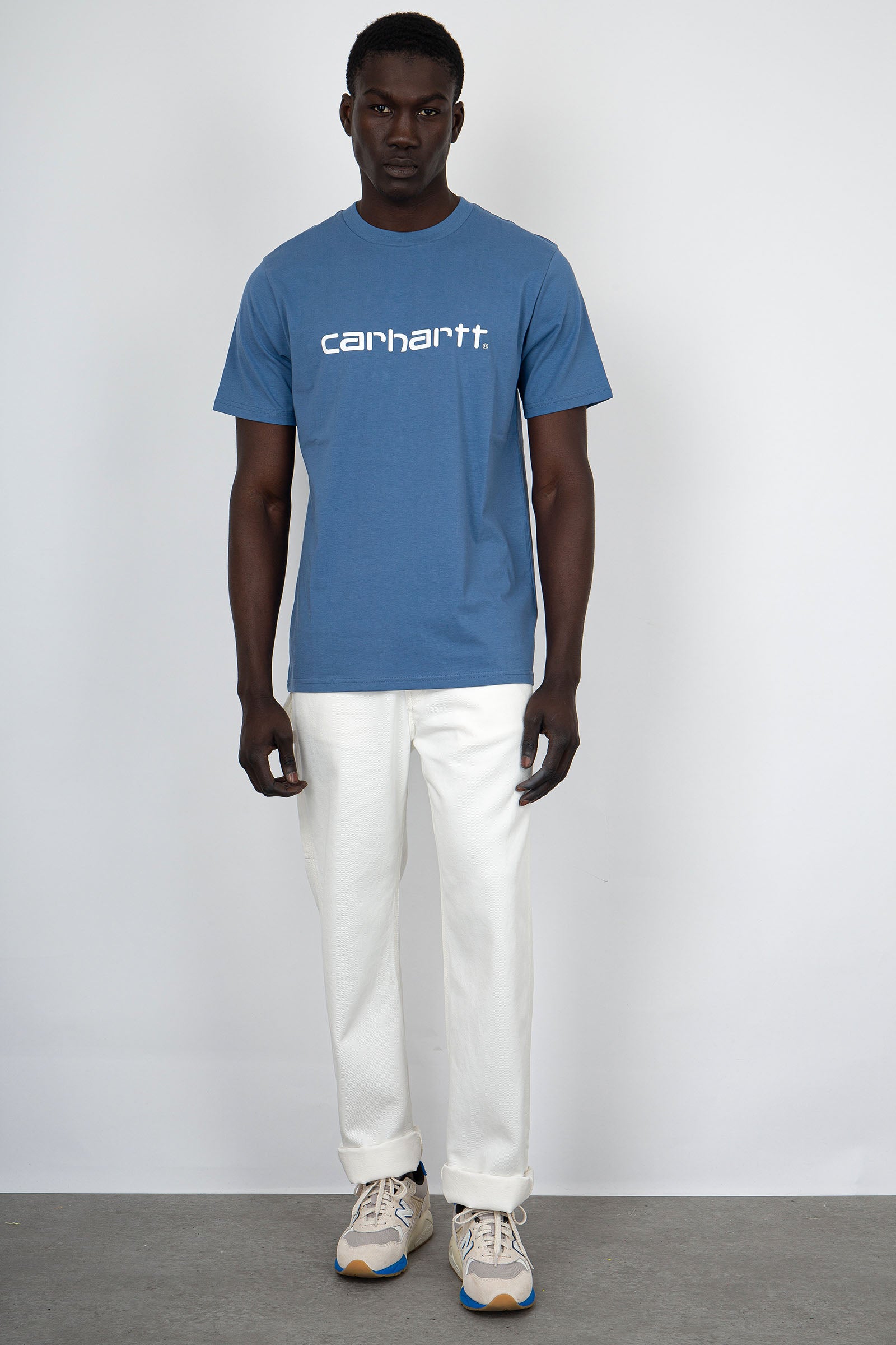 Carhartt WIP T-Shirt Short Sleeve Script Cotone Azzurro - 5