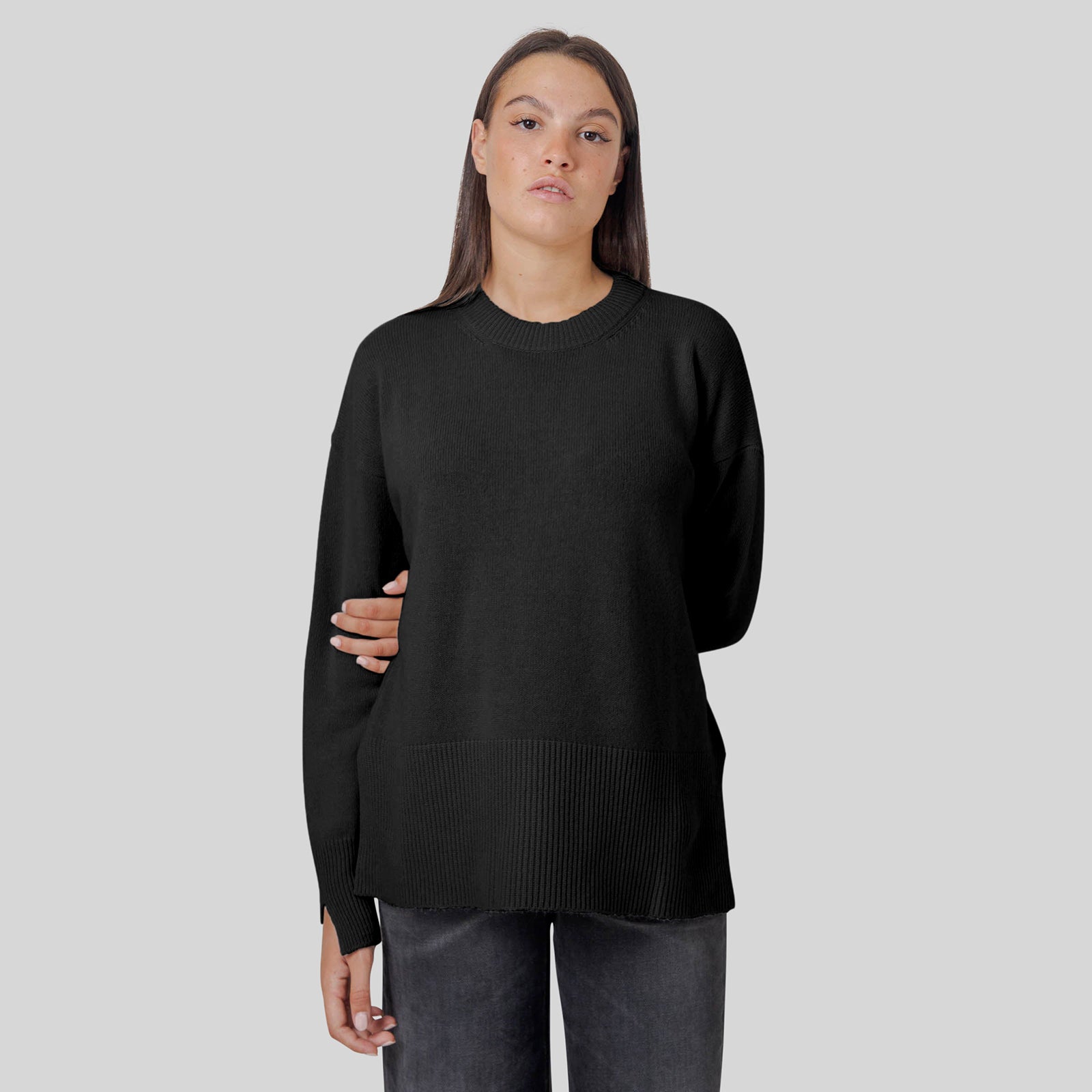 Roberto Collina Maglia Girocollo Lana Cashmere Nero Donna - 9