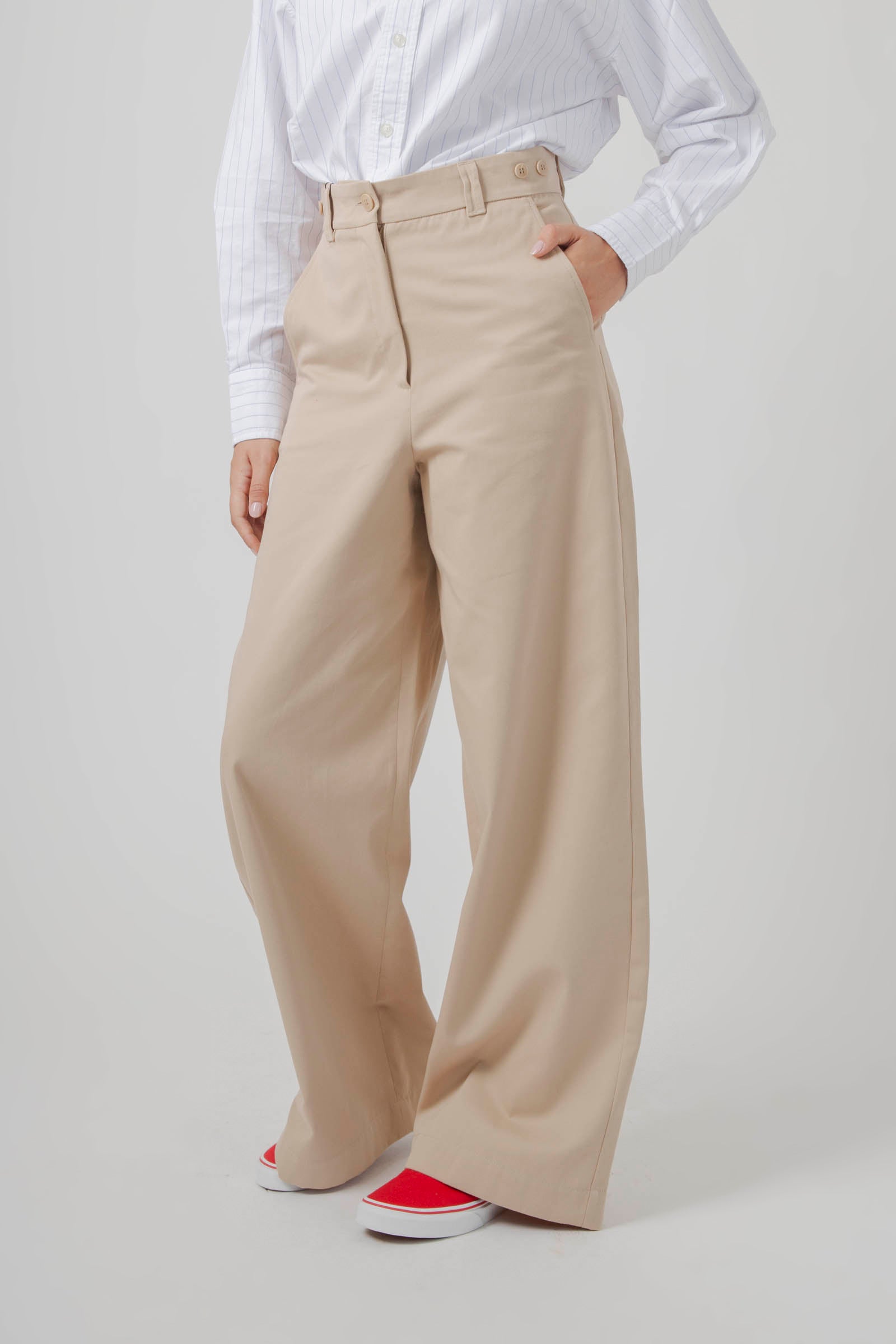 Max Mara Weekend Pantalone In Gabardina Di Cotone Alfeo Beige Donna - 1