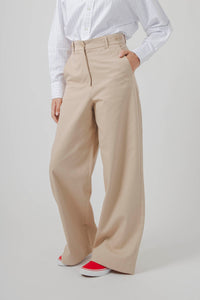 Max Mara Weekend Pantalone In Gabardina Di Cotone Alfeo Beige Donna max mara weekend