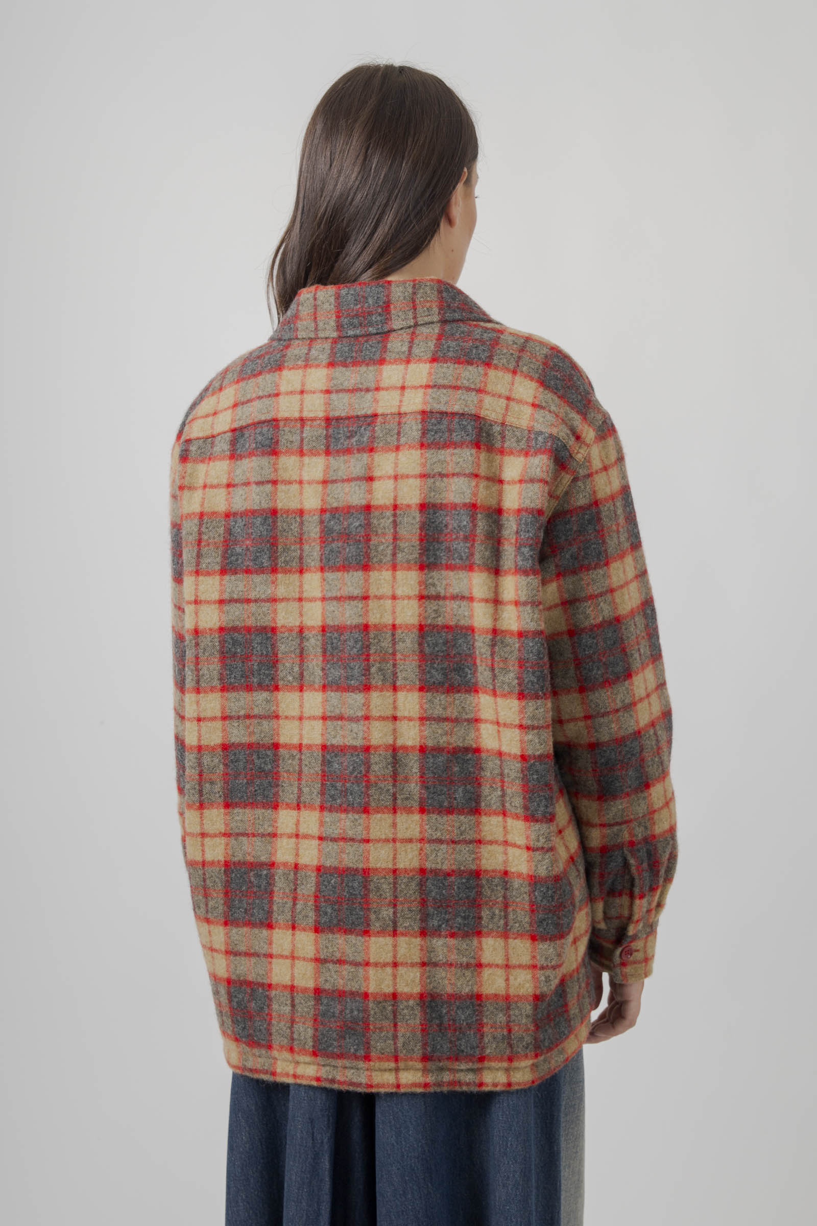 Aspesi Camicia Check In Lana Shetland Rosso Donna - 4