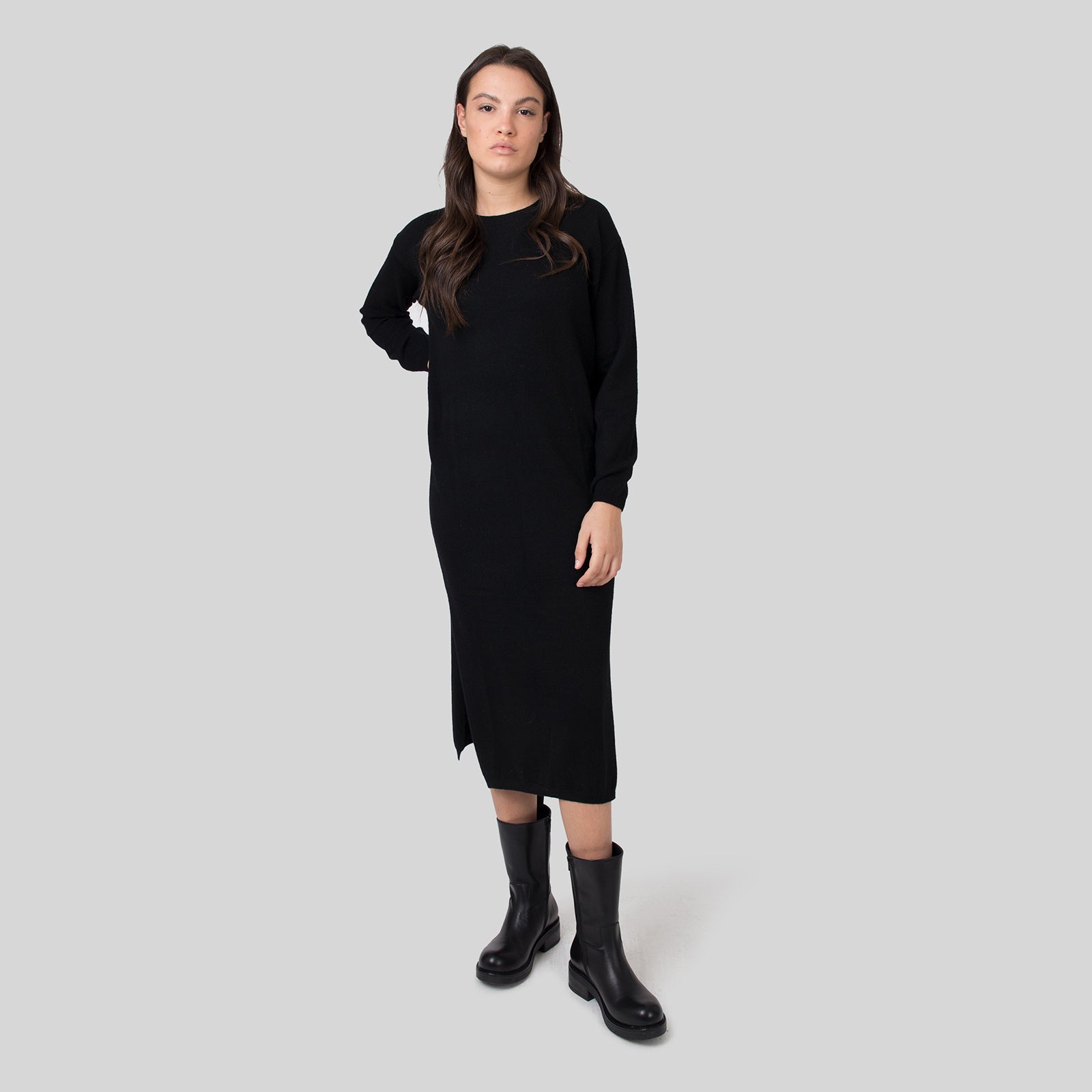 Absolut Cashmere Abito Vita Nero Donna - 7