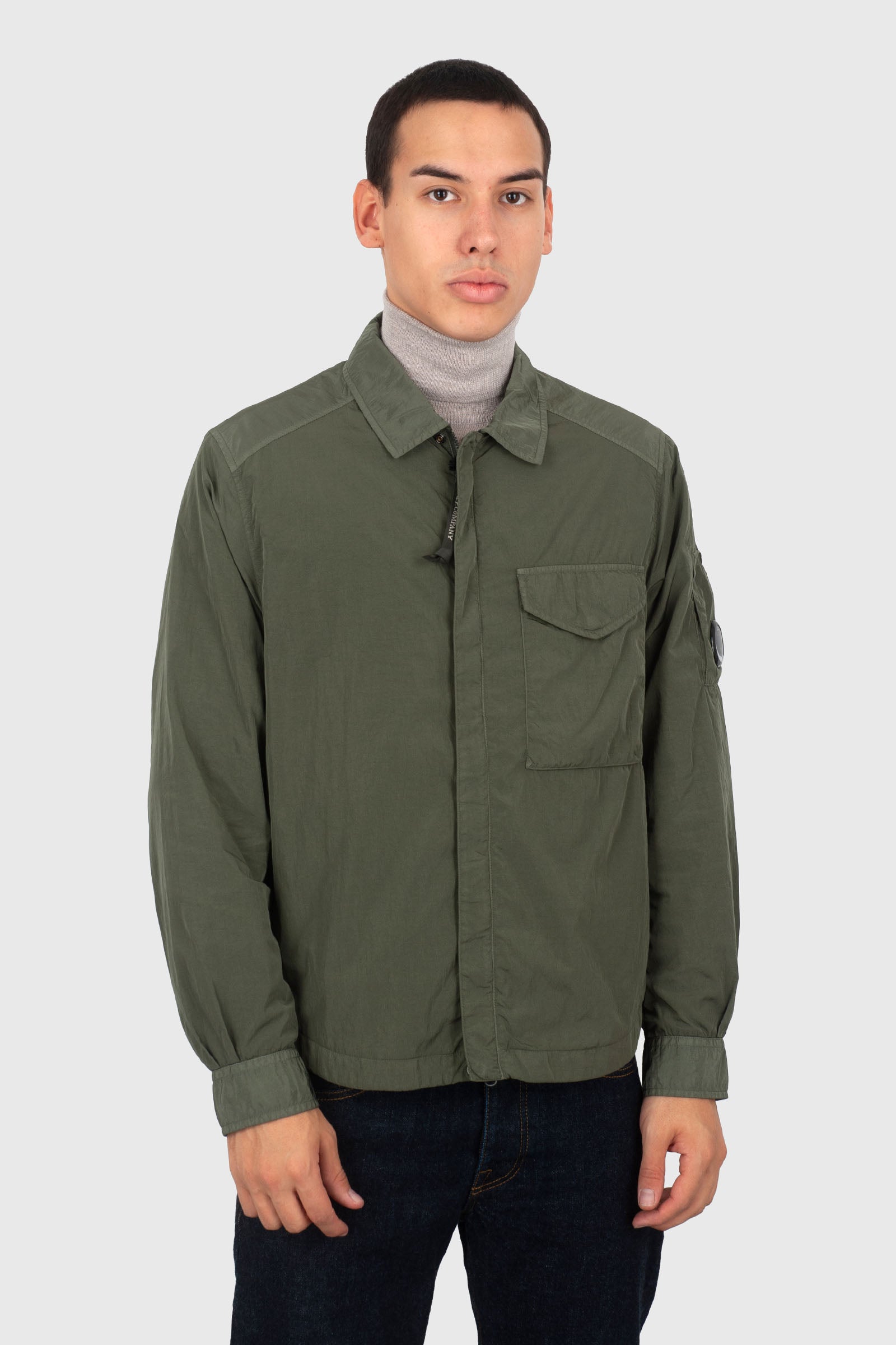 C.p. Company Overshirt Chrome-r Lens Verde Militare Uomo - 1