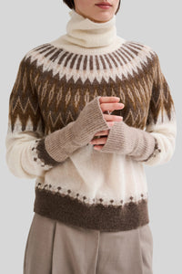 Roberto Collina Dolcevita Con Jacquard Nordico Ecru Donna roberto collina