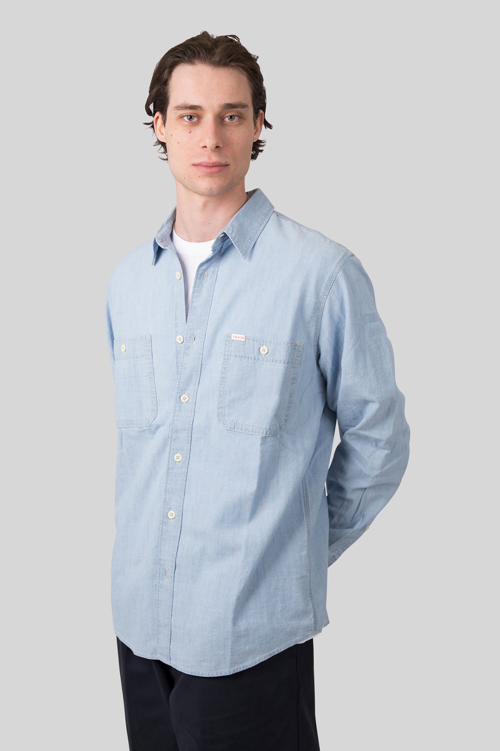 Filson Chambray Cpo Shirt Blu Chiaro Uomo - 6