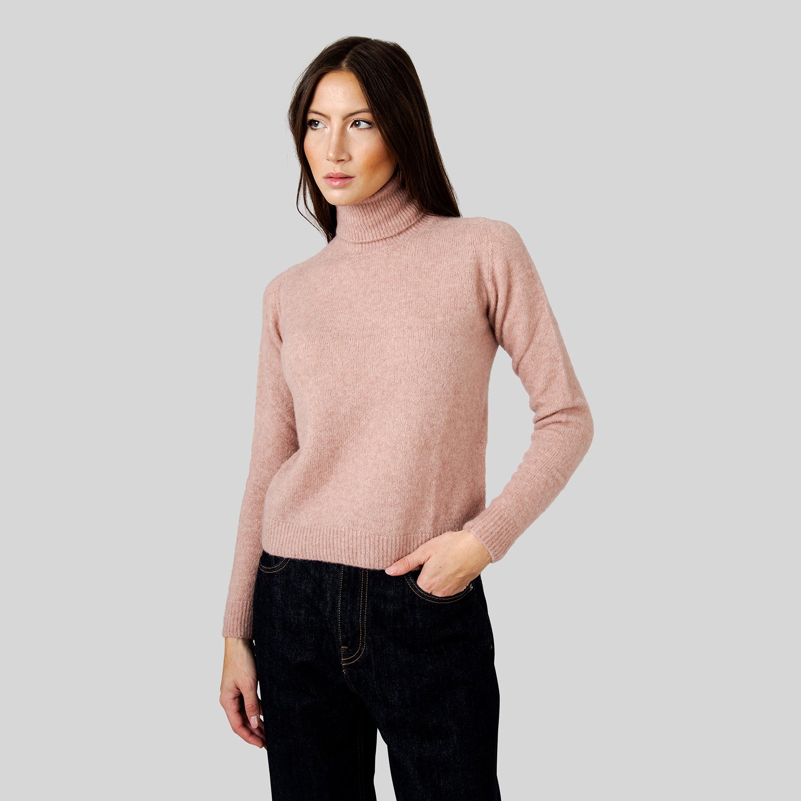 Roberto Collina Maglia Dolcevita Lana E Seta Rosa Antico Donna - 8