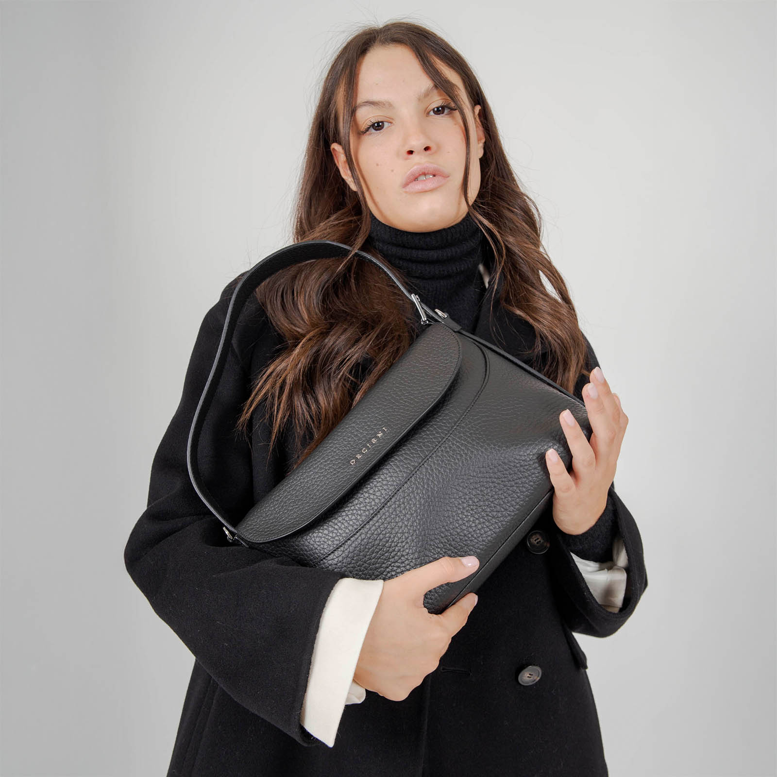 Orciani Borsa A Spalla Nana In Pelle Soft Nero Donna - 7