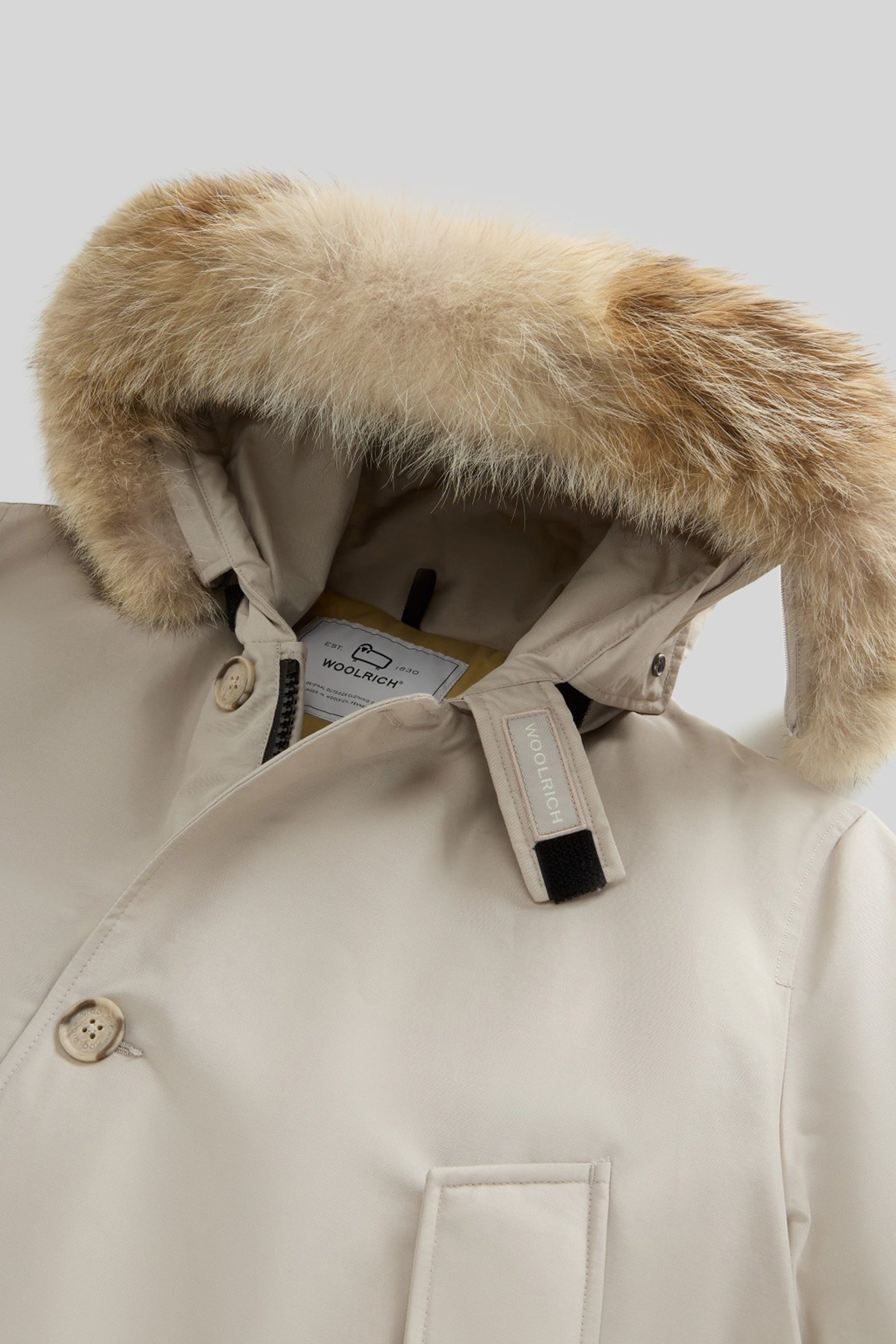 Woolrich Arctic Parka In Ramar Cloth Con Pelliccia Removibile Bianco Off Uomo - 4