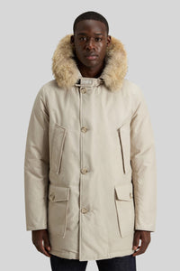 Woolrich Arctic Parka In Ramar Cloth Con Pelliccia Removibile Bianco Off Uomo woolrich