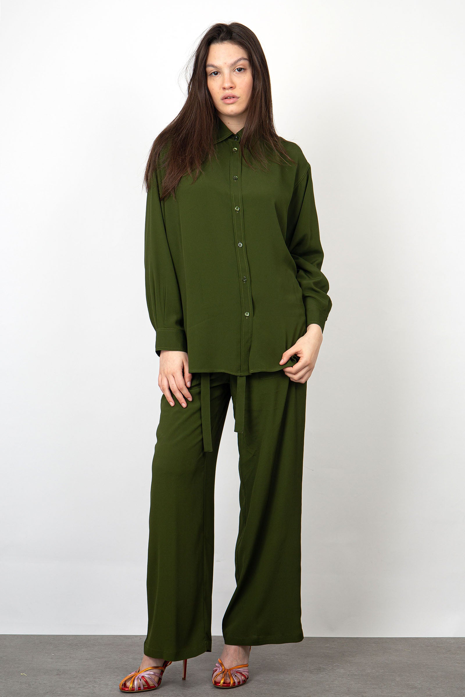 SemiCouture Pantalone Vanda Seta Verde - 6