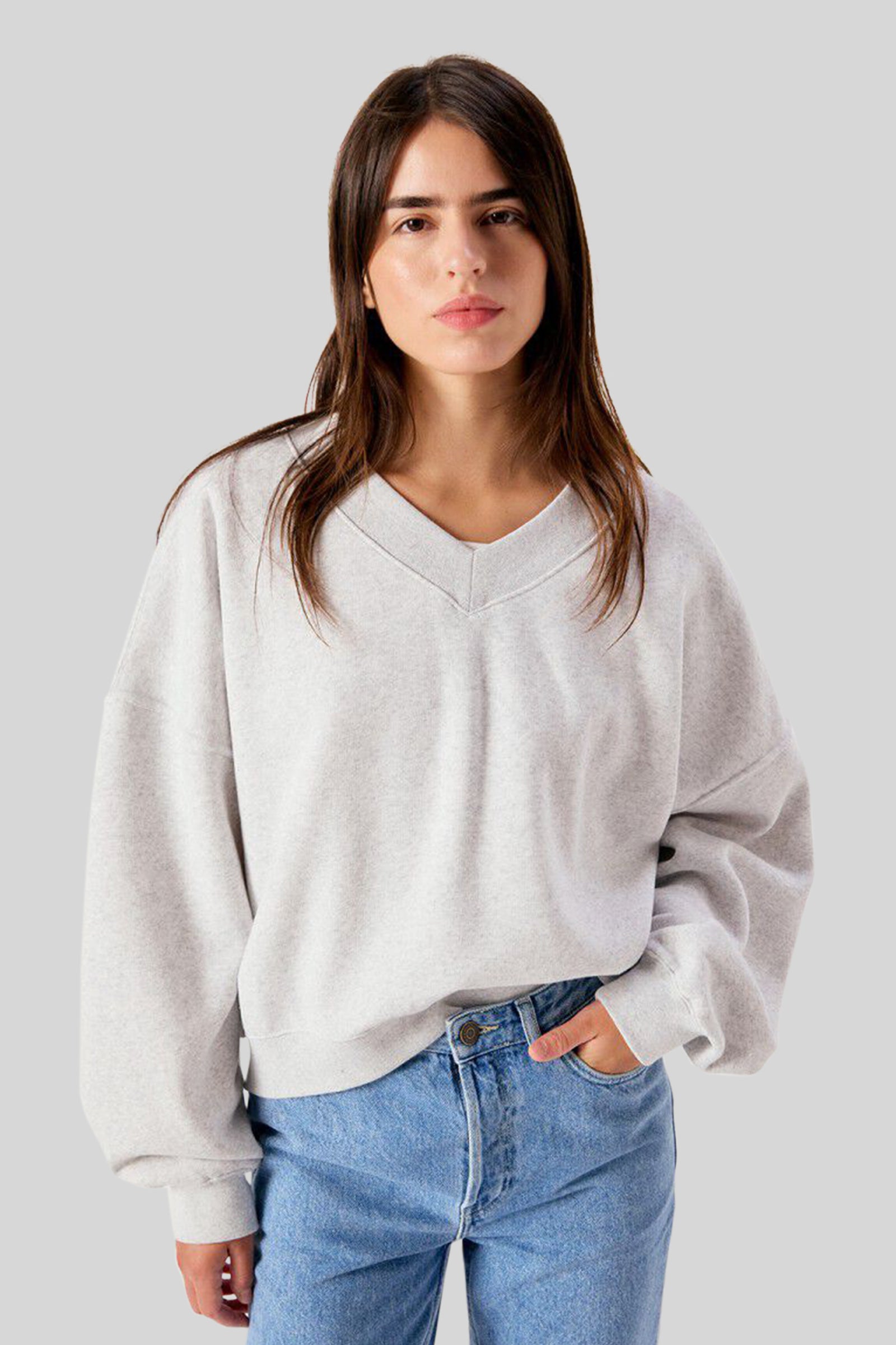 American Vintage Felpa Baptown Grigio Chiaro Donna - 1