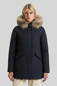 Woolrich Arctic Parka In Ramar Cloth Con Pelliccia Removibile Blu Navy Donna woolrich