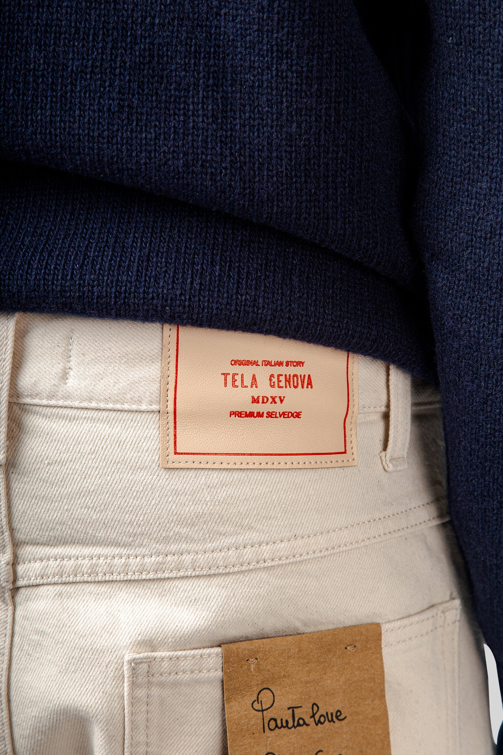 Tela Genova Jeans Gregorio Bull Selvedge Raw Ecru Uomo - 2