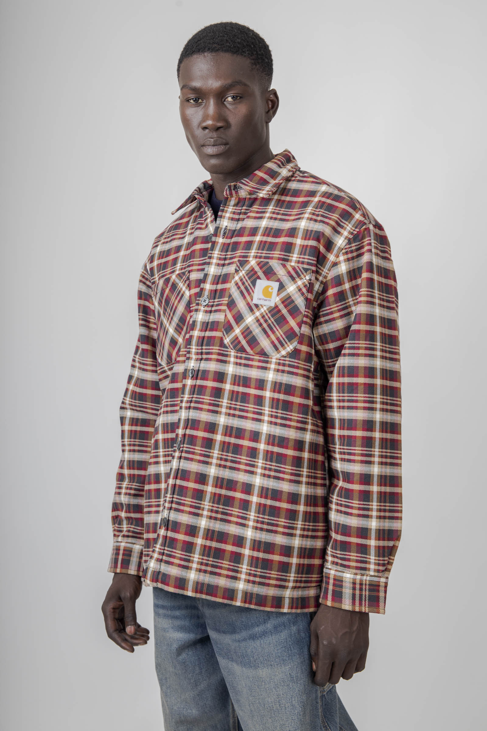 Carhartt Wip Cronyn Shirt Jac Check Beige/bordeaux Uomo - 3