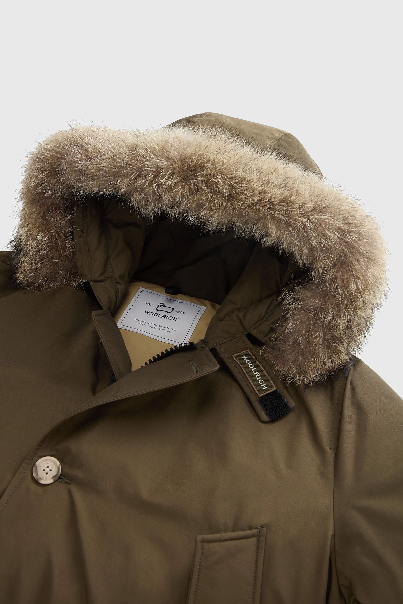 Woolrich Arctic Parka In Ramar Cloth Con Pelliccia Removibile Verde Militare Uomo - 7