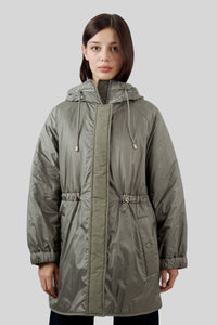 Max Mara Weekend Parka Imbottito Reversibile In Tela Antigoccia Alcamo Verde Militare Donna max mara weekend