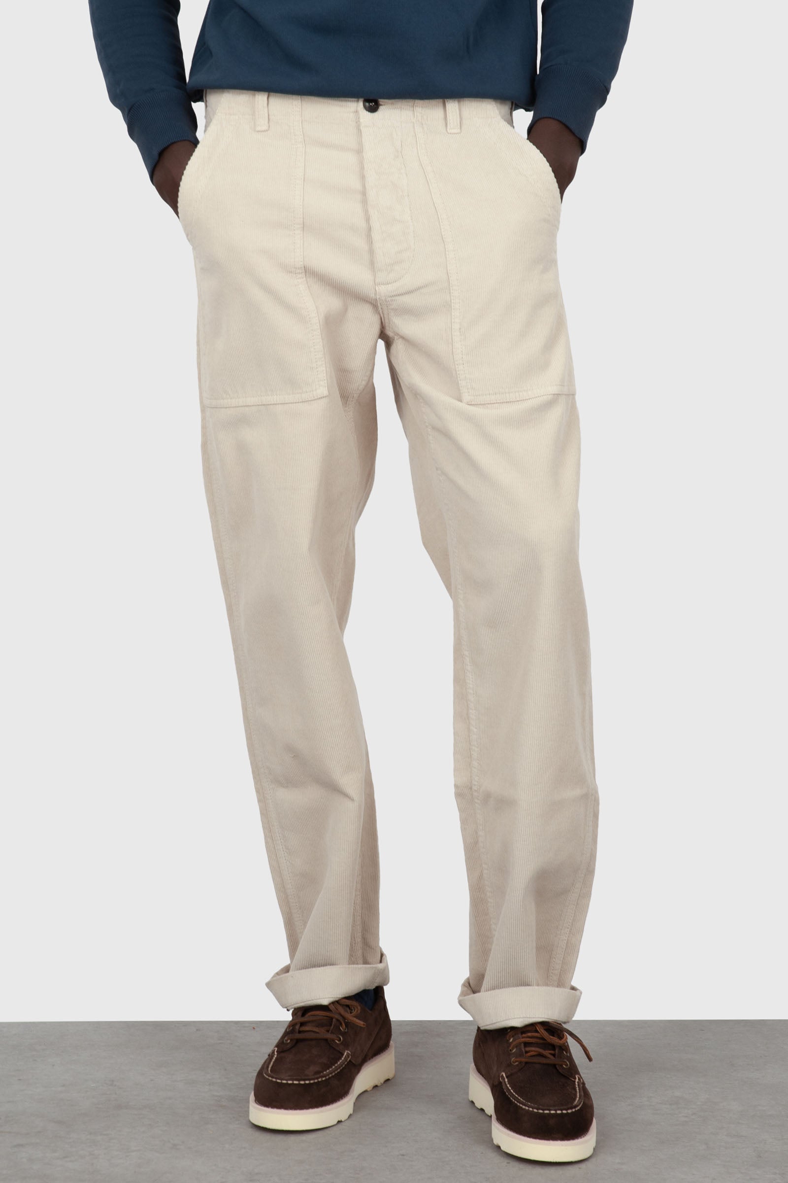 Fortela Pantalone Woven Fatigue In Velluto Panna Uomo - 1