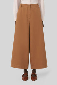 Max Mara Weekend Pantalone Ariete In Drill Di Cotone Cuoio Donna max mara weekend