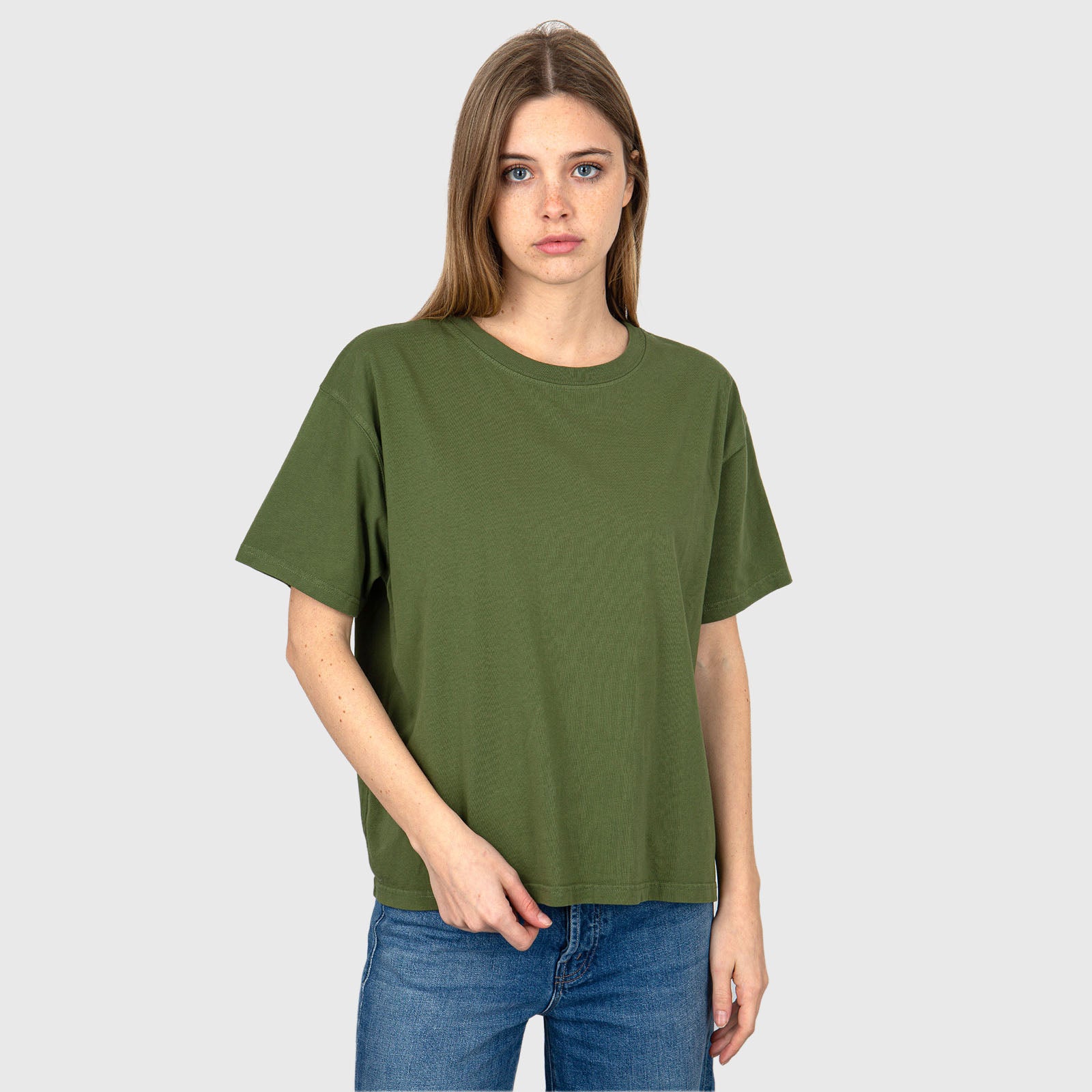 American Vintage T-Shirt Fizvalley Cotone Verde Militare - 6