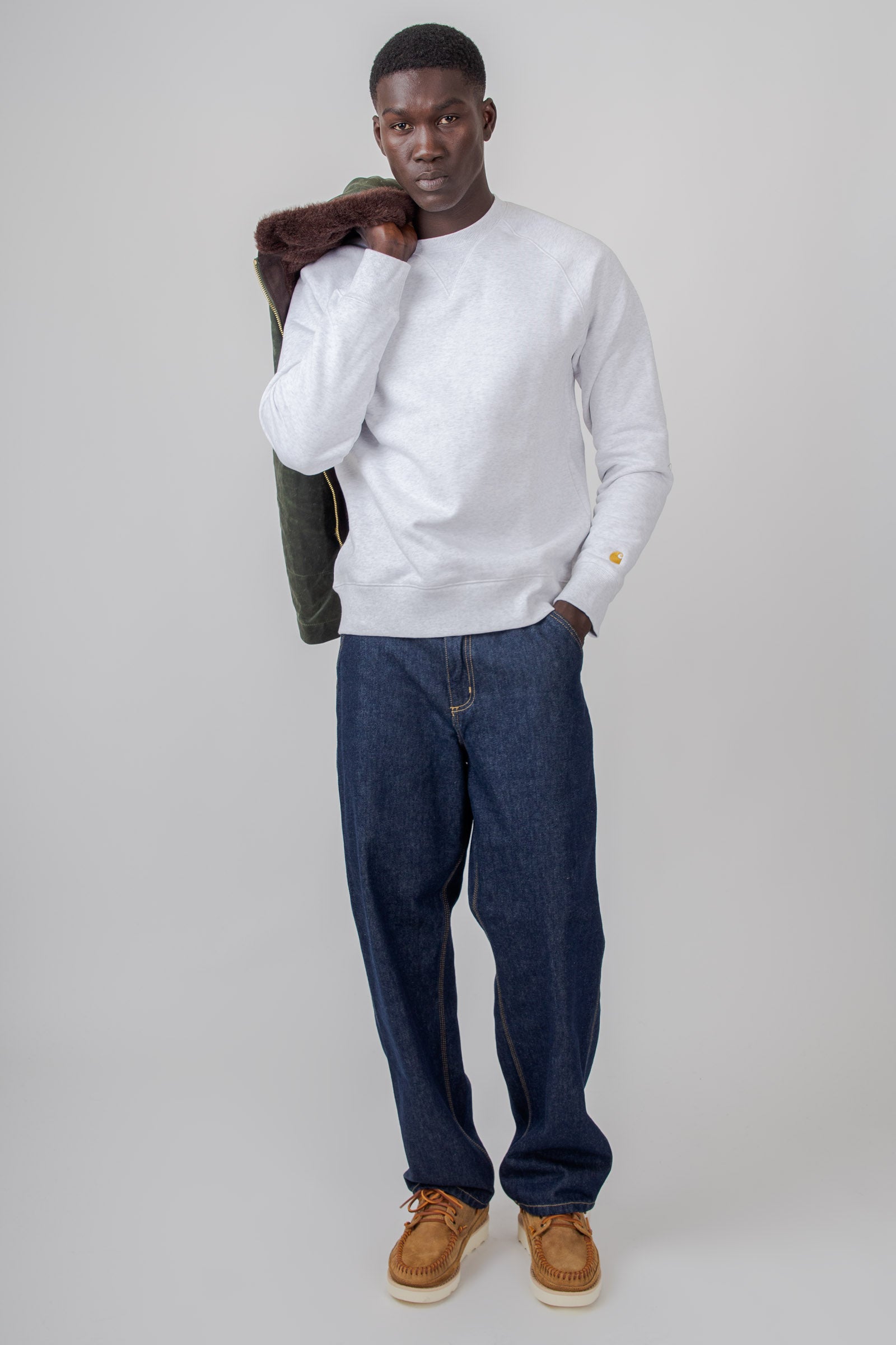 Carhartt Wip Chase Sweatshirt Grigio Chiaro Uomo - 6