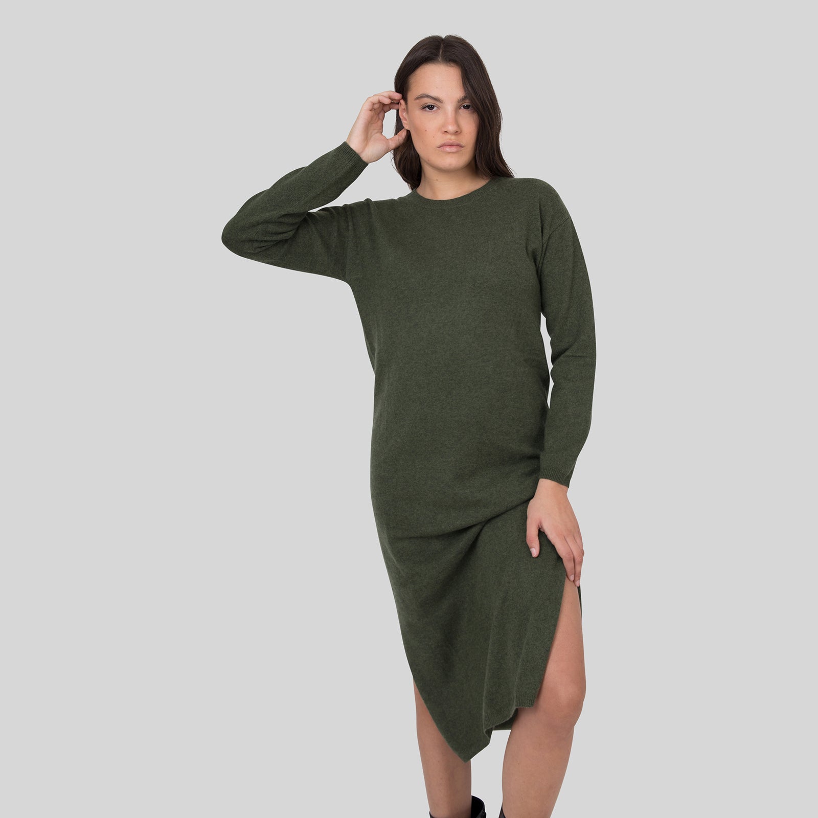 Absolut Cashmere Abito Vita Verde Donna - 6