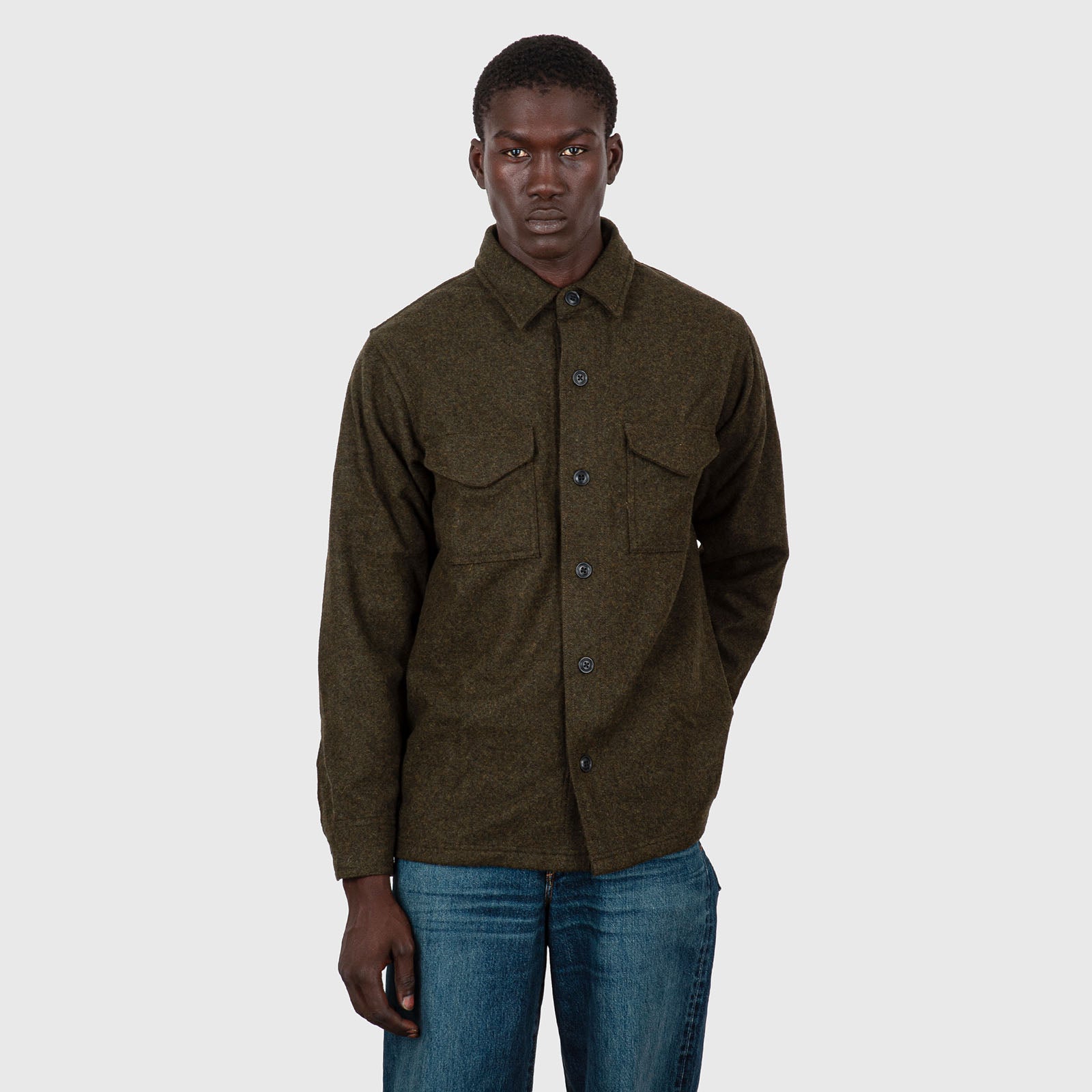 Filson Wool Jac-shirt Verde Militare Uomo - 8