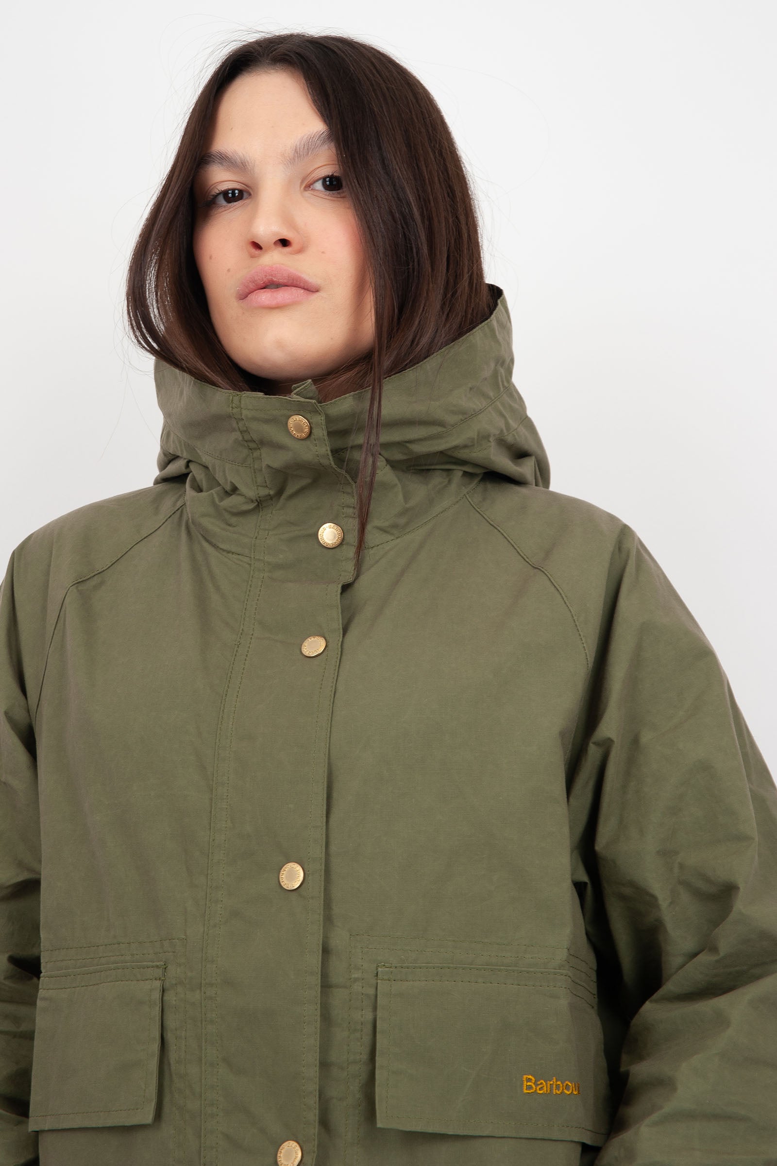 Barbour Giubbotto Nith Showerproof Verde Militare Donna - 6