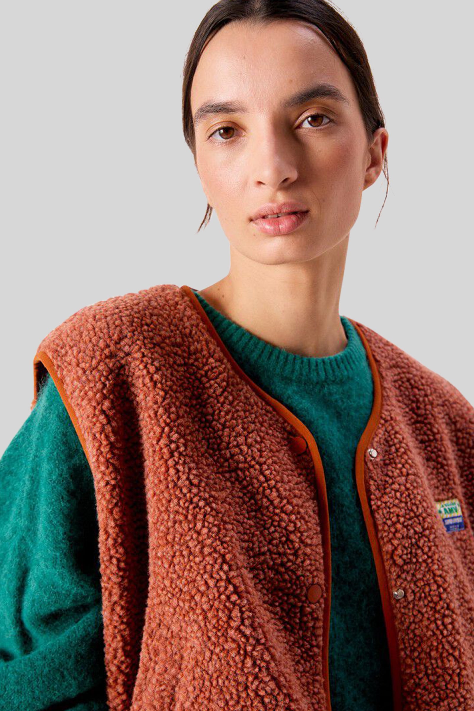 American Vintage Gilet Hoktown Terracotta Donna - 2
