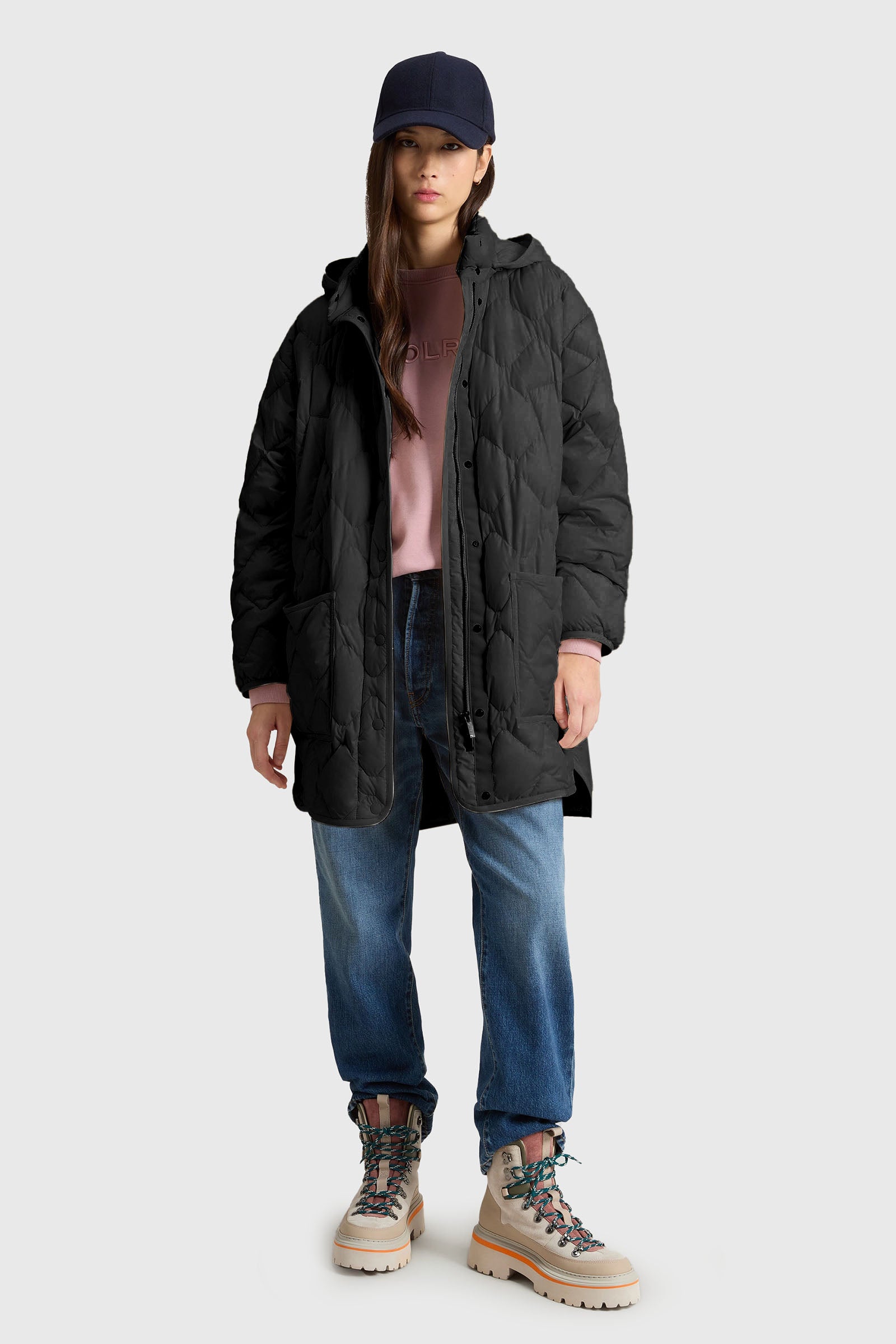 Woolrich Giacca A Mantella Heritage Con Cappuccio Removibile Nero Donna - 4