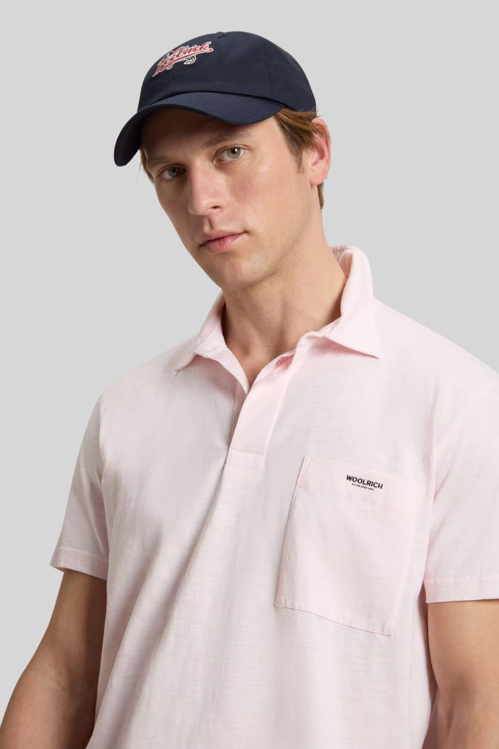 Woolrich Slub Logo Polo Rosa Uomo - 1