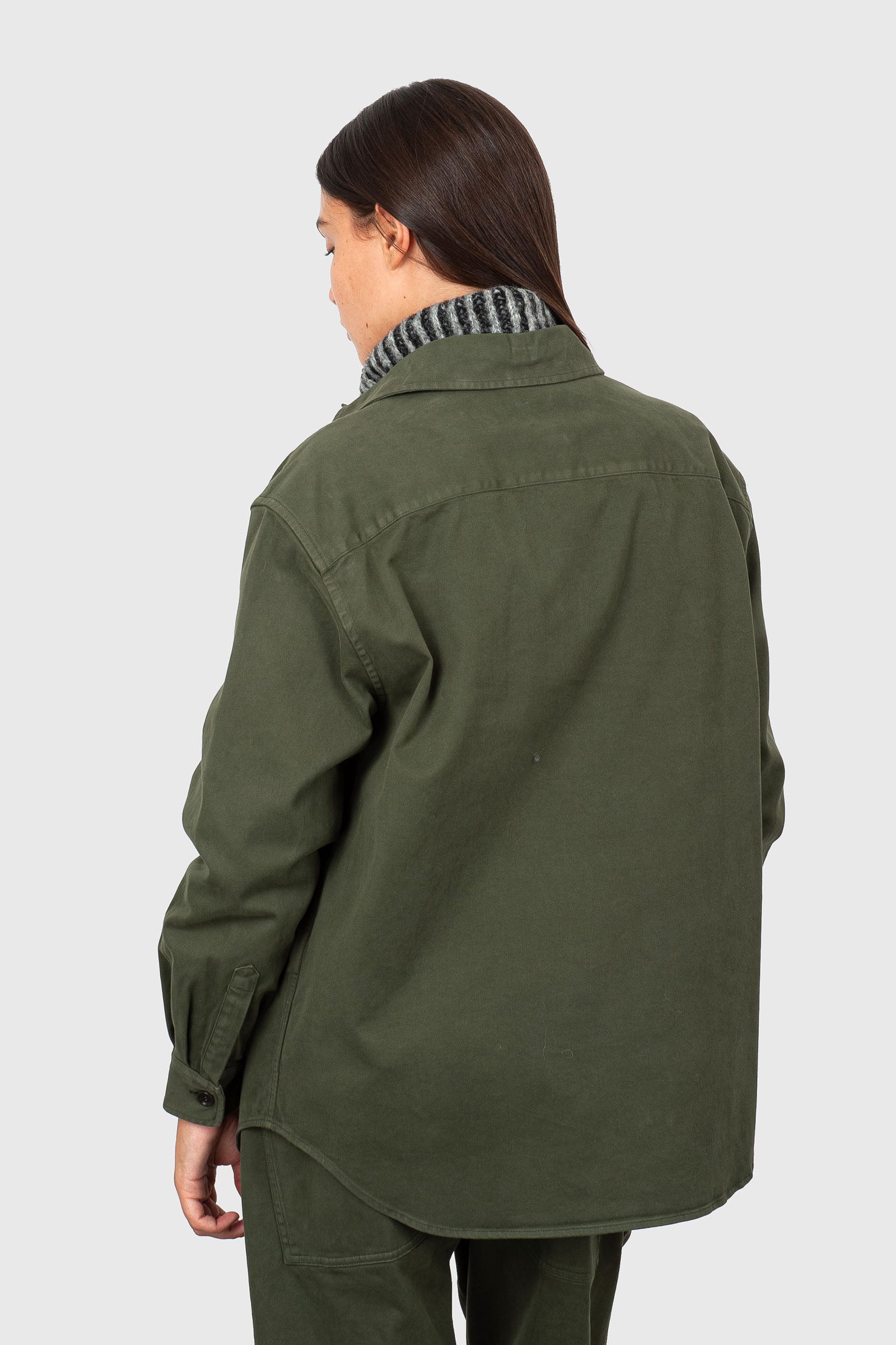 Aspesi Camicia In Gabardina Di Cotone Stretch Verde Militare Donna - 4