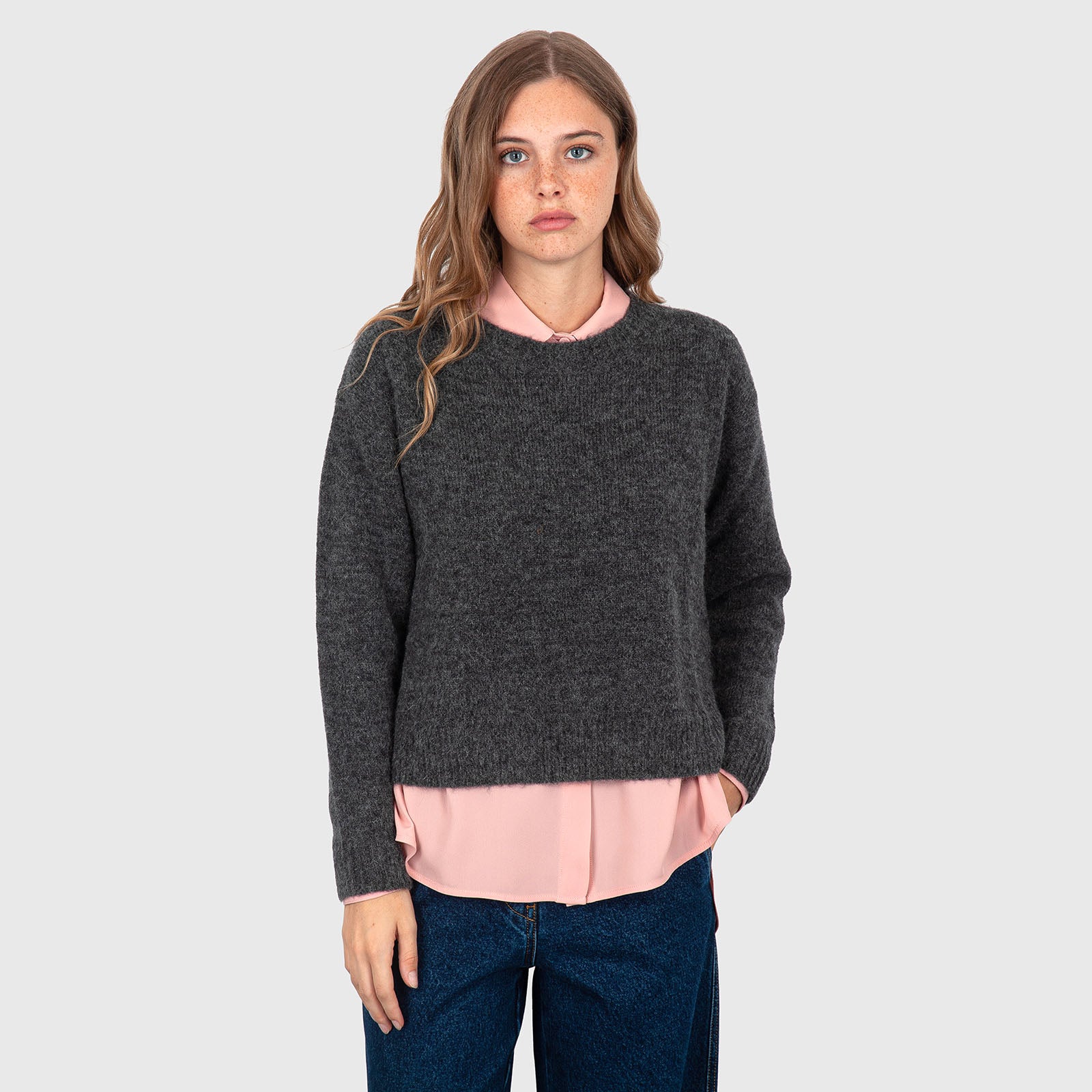 Grifoni Maglia Girocollo Crop Antracite Donna - 6