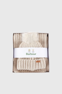 Barbour Saltburn Beanie & Scarf Set Perla Donna barbour