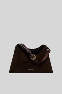 Orciani Borsa Trinity Peach Oro Midi In Suede E Cuoio Testa Di Moro Donna orciani