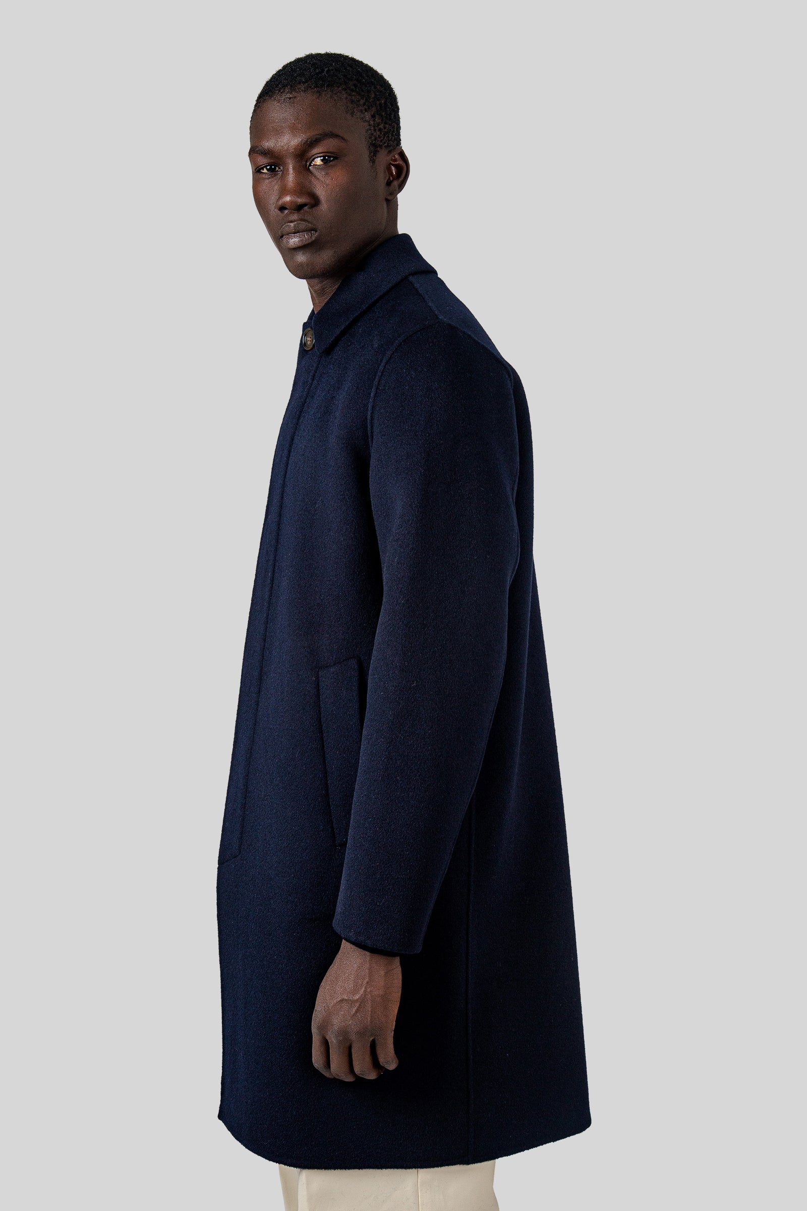 Aspesi Cappotto Virtuoso Double Di Lana Blu Uomo - 3