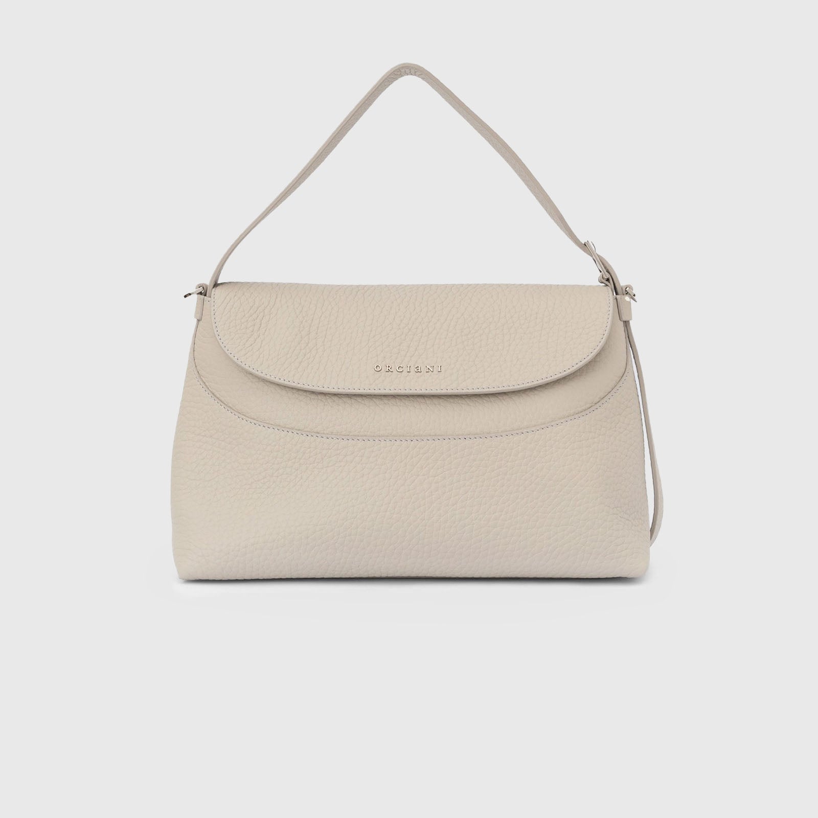 Orciani Borsa A Spalla Nana In Pelle Soft Grigio Chiaro Donna - 5