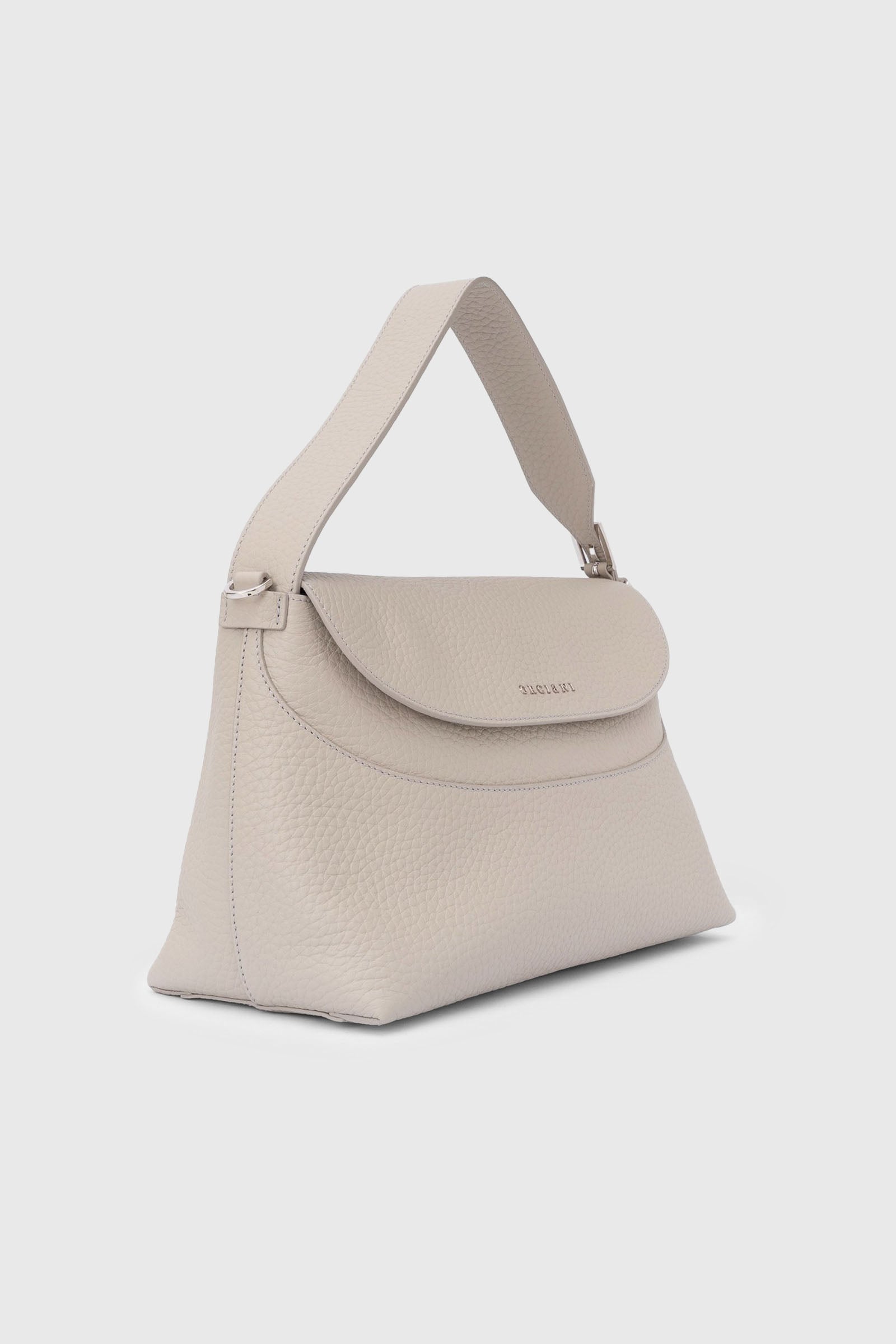 Orciani Borsa A Spalla Nana In Pelle Soft Grigio Chiaro Donna - 2