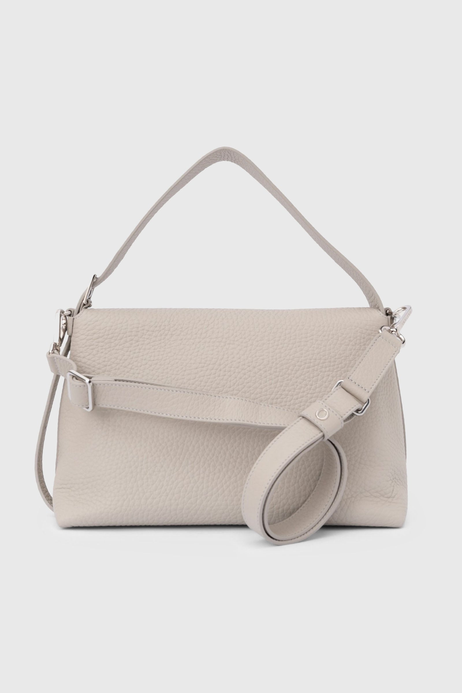 Orciani Borsa A Spalla Nana In Pelle Soft Grigio Chiaro Donna - 3