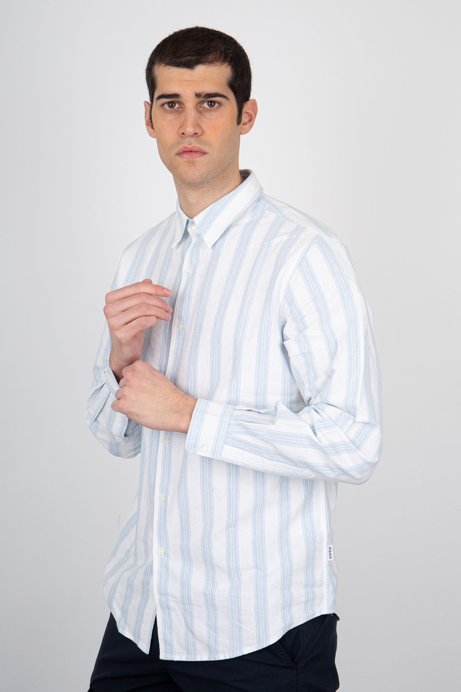 Aspesi Comma Oxford Cotton Shirt Blue - 1