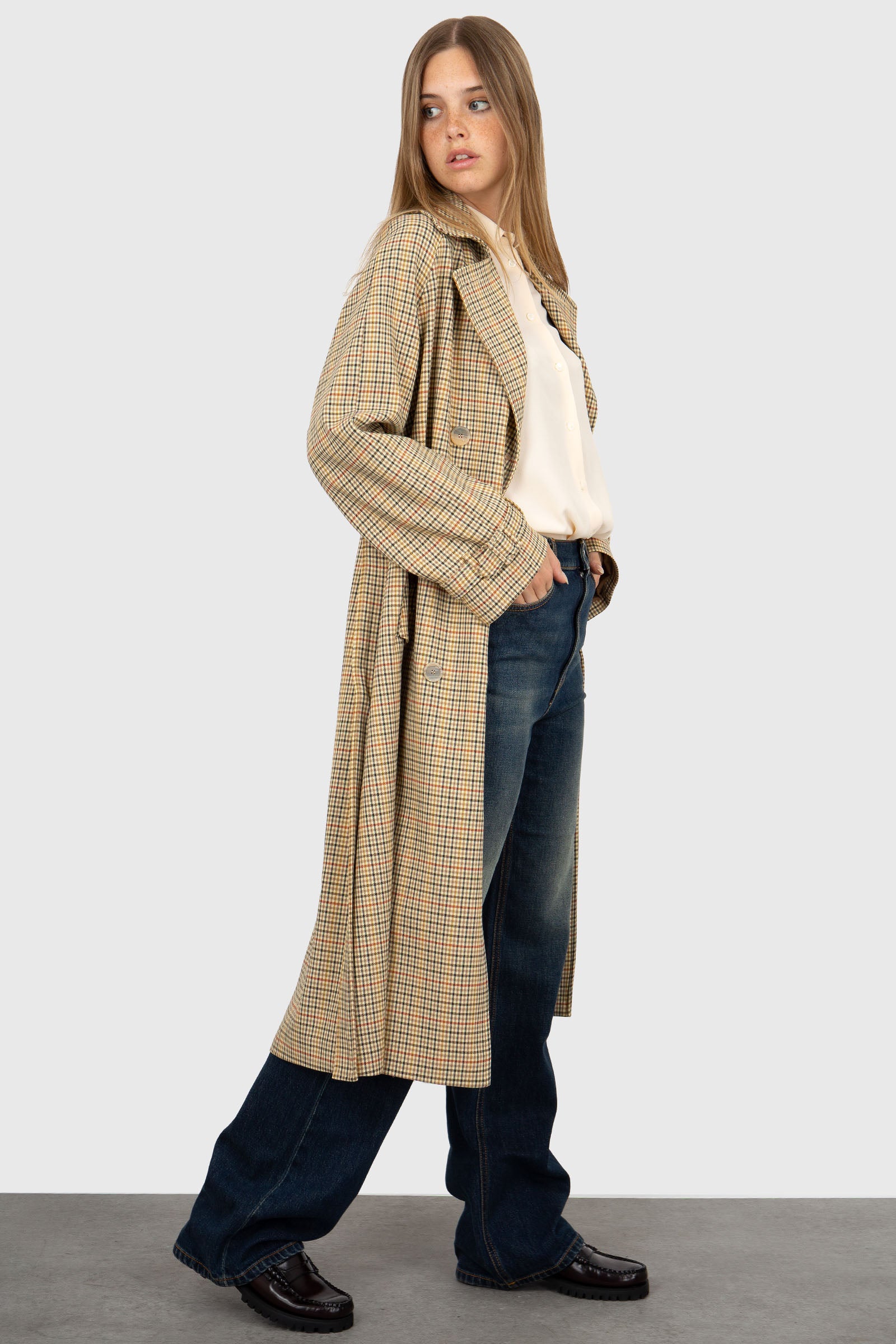 Semicouture Trench Check Beige Donna - 4