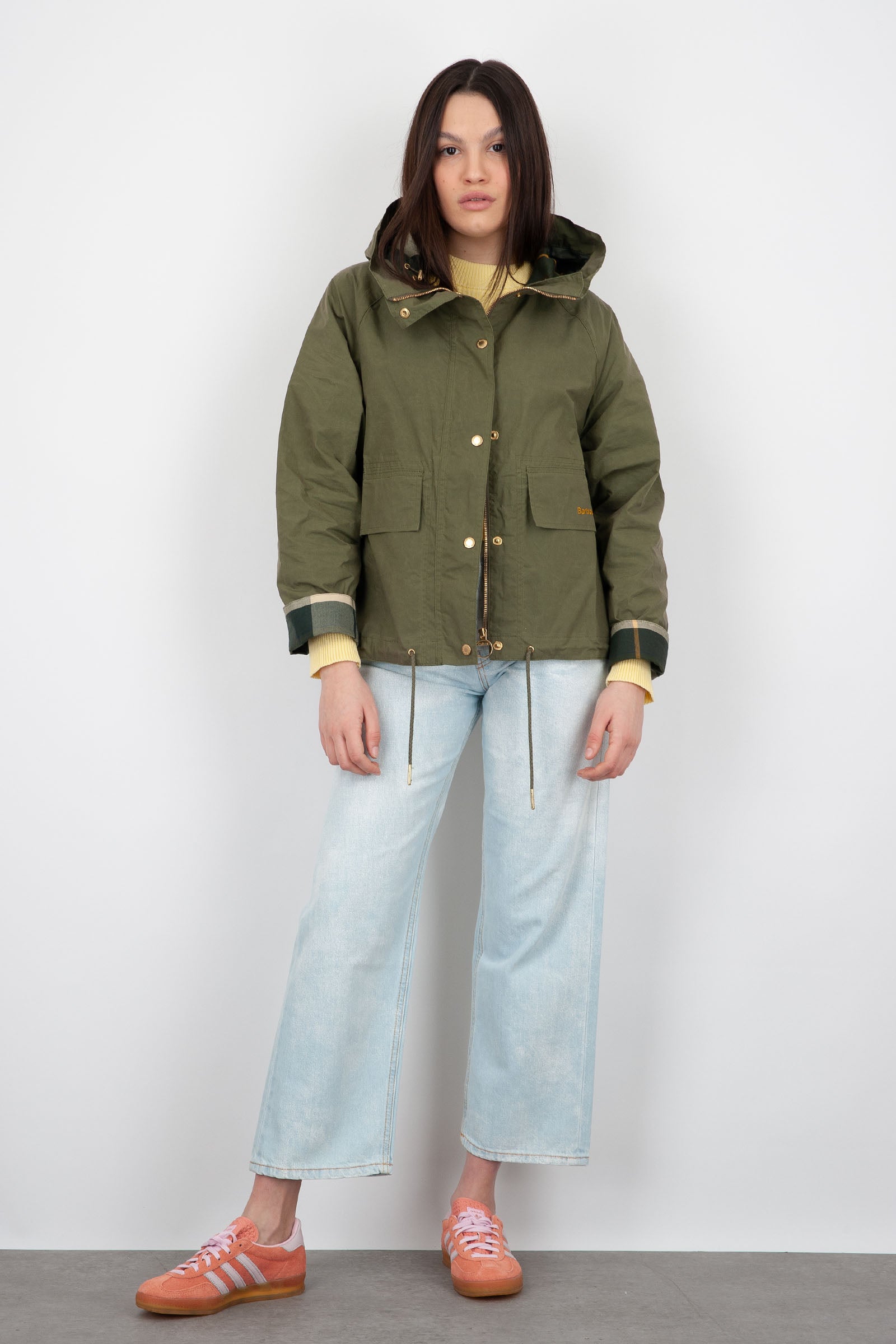 Barbour Giubbotto Nith Showerproof Verde Militare Donna - 2