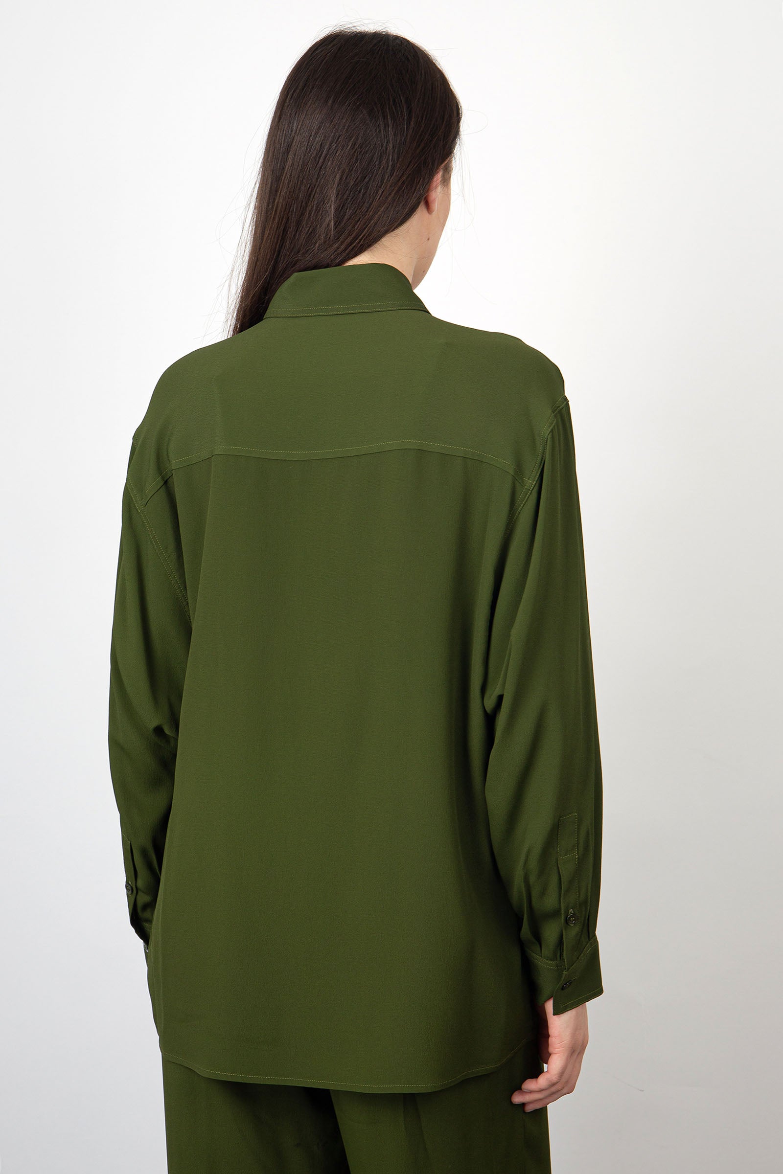 SemiCouture Verdiana Silk Shirt Green - 4