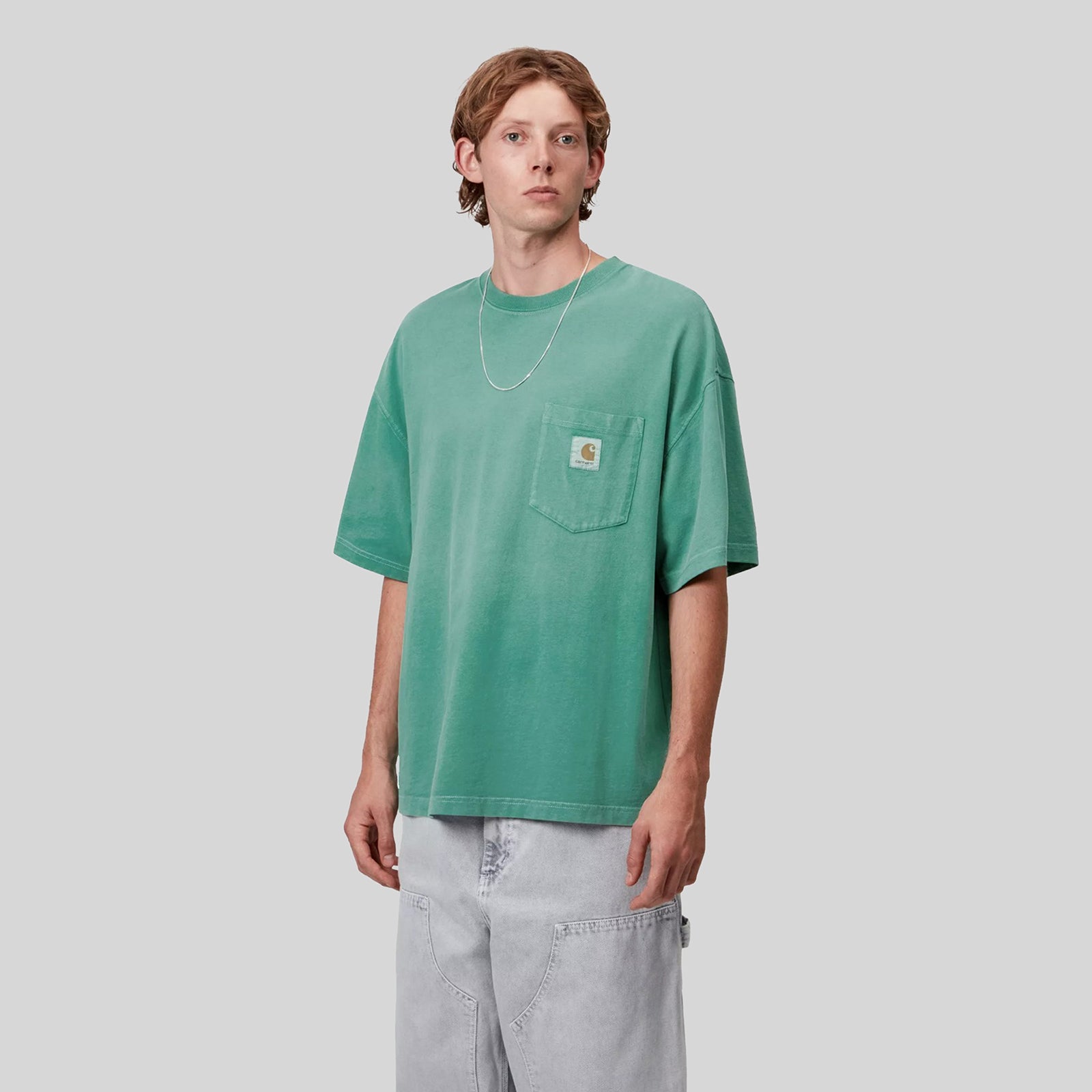 Carhartt Wip T-shirt S/s Hudson Pocket Verde Acqua Uomo - 3