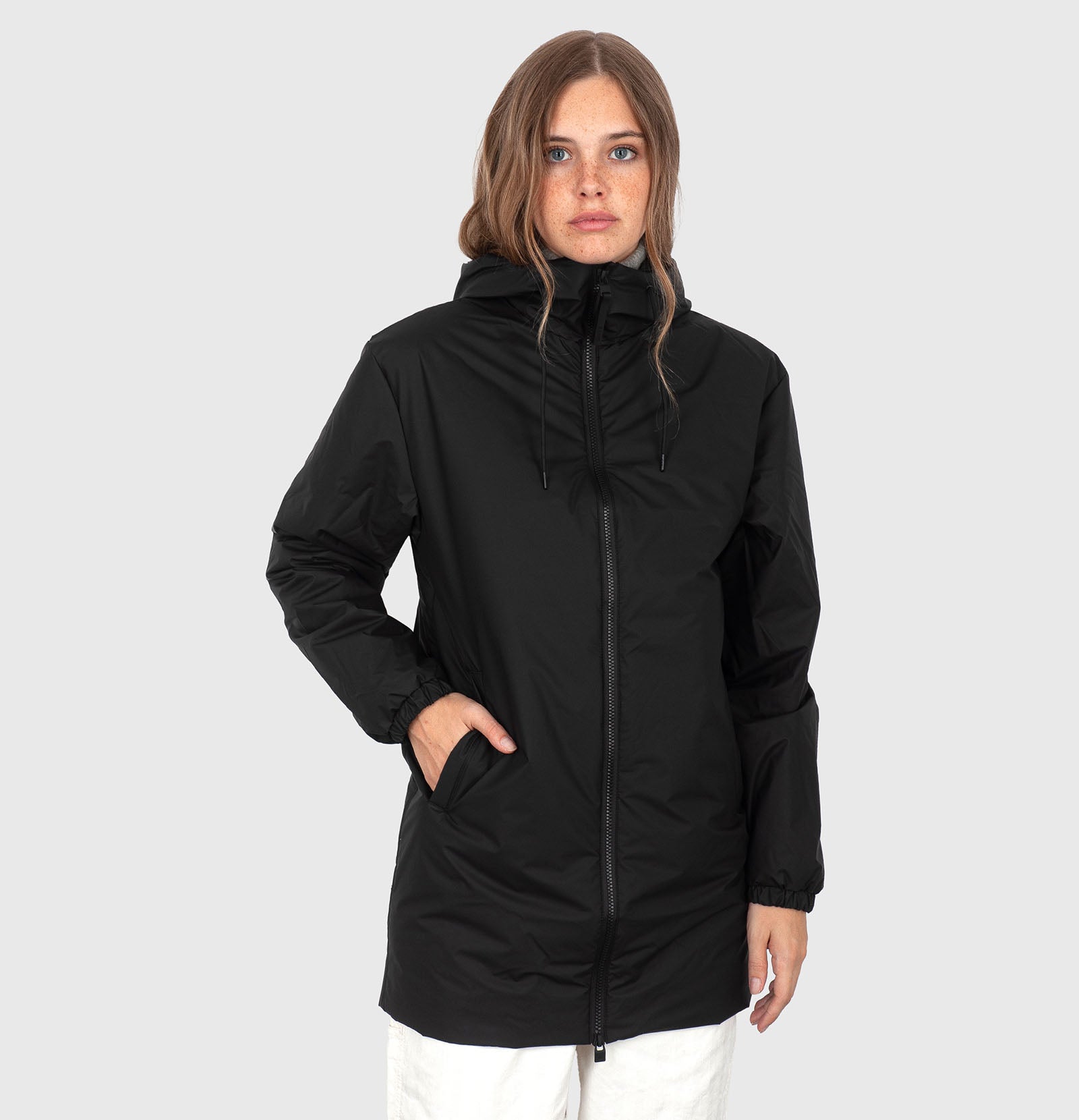 Rains Lohja Long Jacket Nero Donna - 7