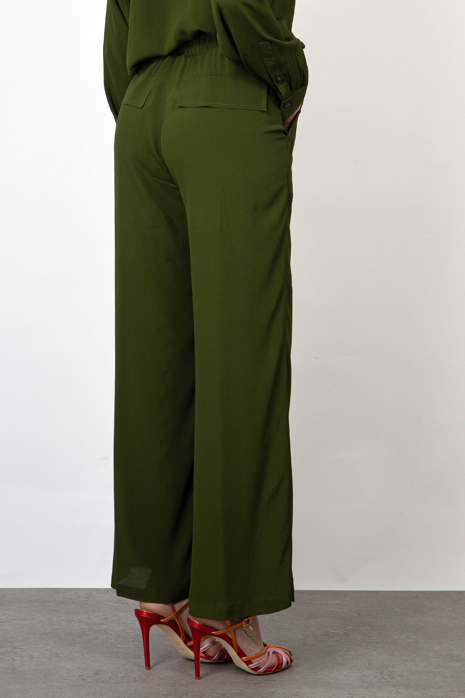 SemiCouture Vanda Silk Trousers Green - 3