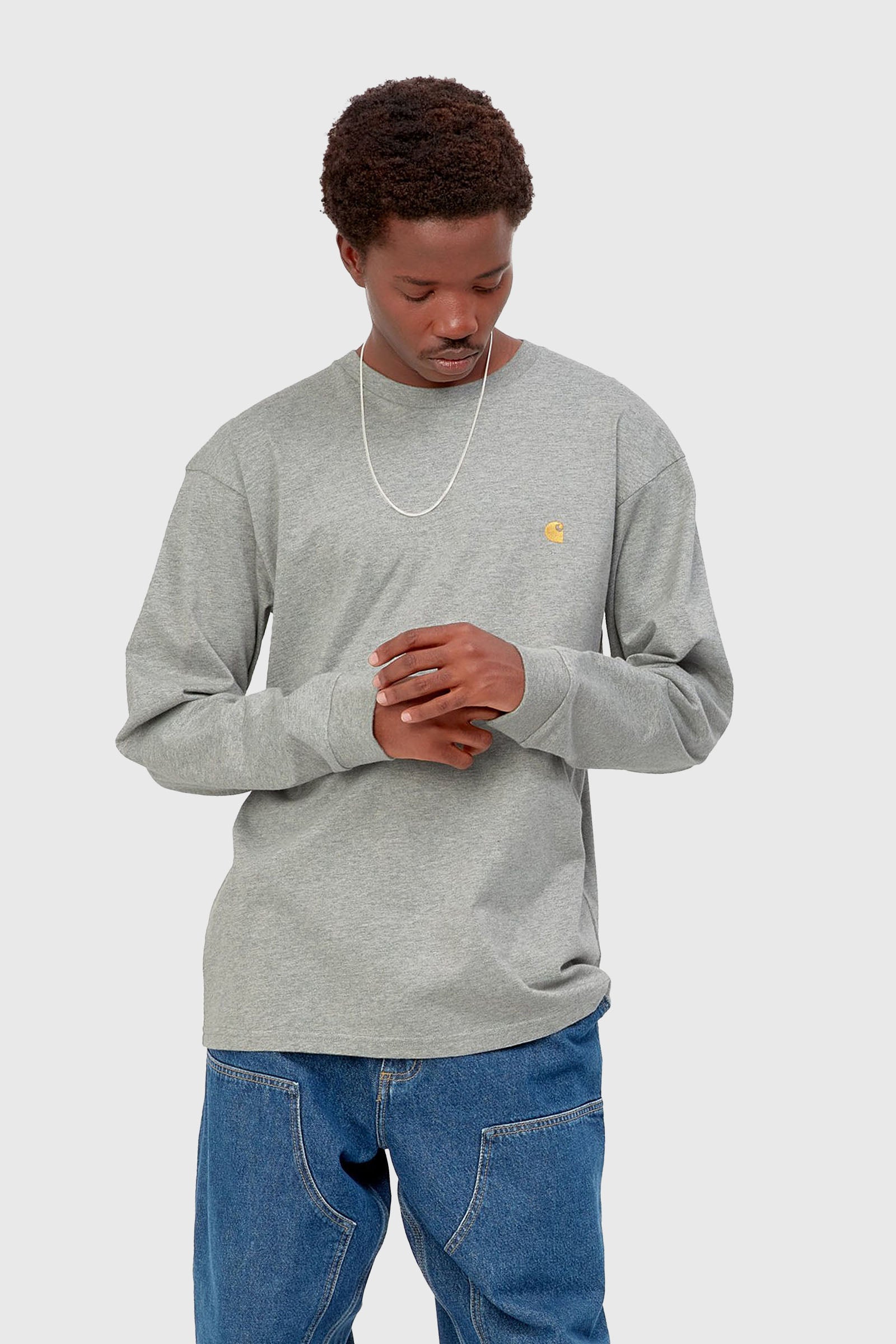 Carhartt Wip L/s Chase T-shrit Grigio Uomo - 1